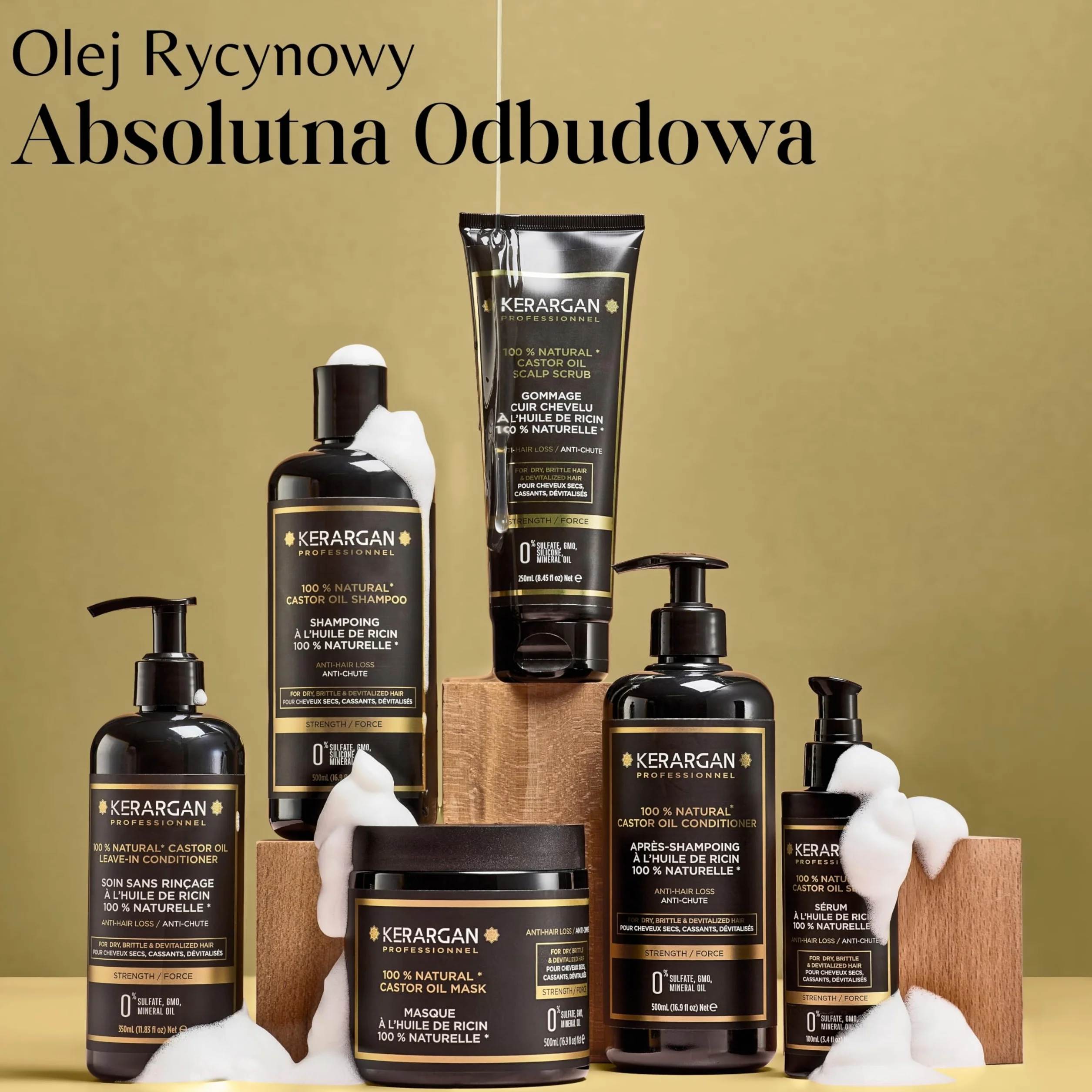 Kerargan Szampon Przeciw Wypadaniu Włosów z Olejem Rycynowym 500ml Wzmacniający