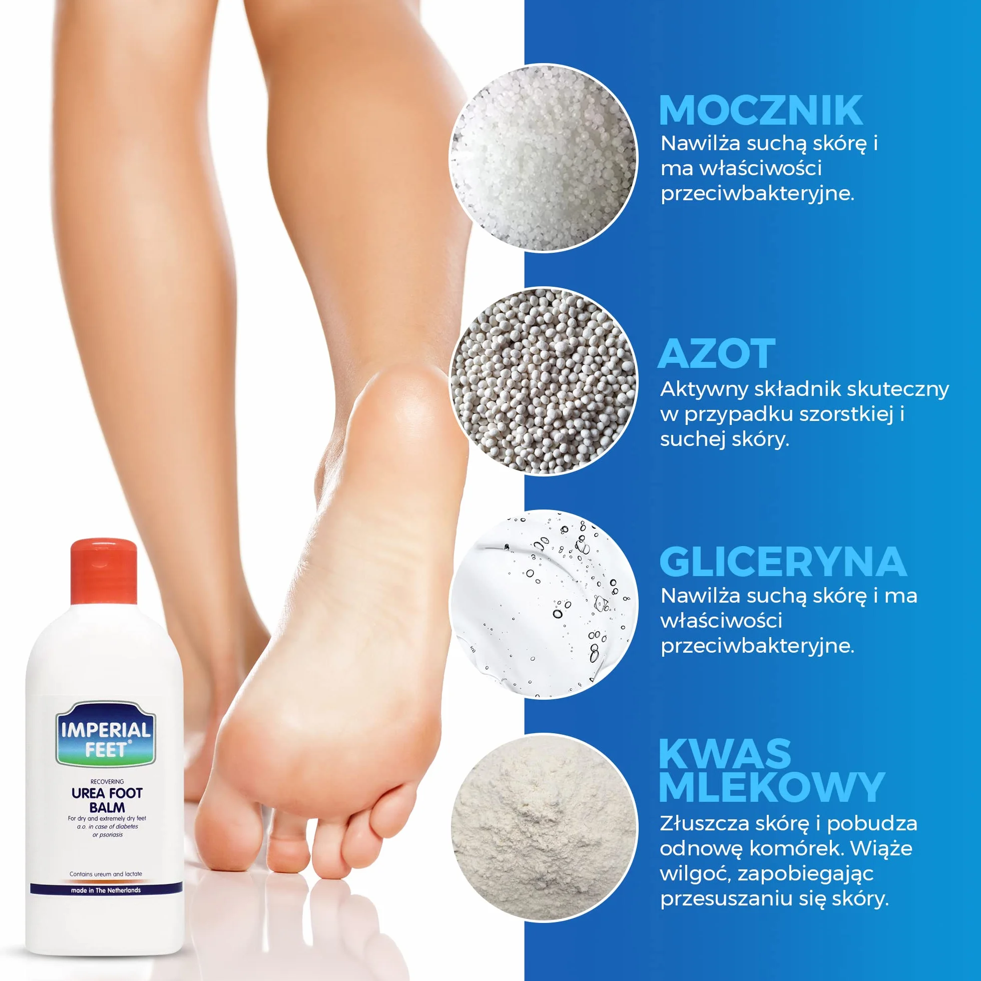 Imperial Feet Krem do Stóp z Mocznikiem - Balsam na Suche, Szorstkie i Popękane Pięty - Pielęgnacja Skóry Rąk i Nóg - Naturalny Mocznik Dobry Dla Stóp - Oczyszczająco- Złuszczający - 150ml