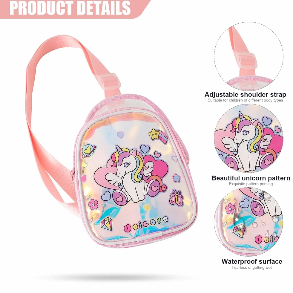 LEBKFT 1 szt. Jednorożec syrenka torba na ramię PVC przezroczysta torba crossbody mini portfel torba podróżna plaża podróż zamek błyskawiczny przezroczysta torebka do przechowywania telefonu