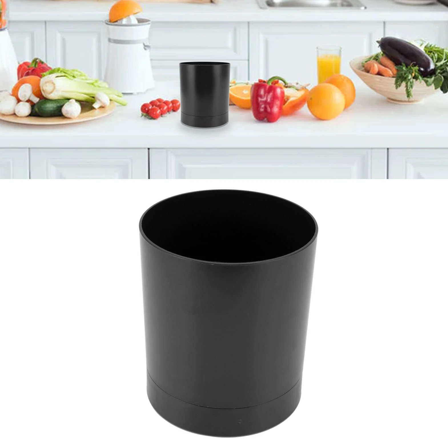 Uchwyt na Przybory Kuchenne Wykonany z PP, Obrót o 360 Stopni, Antypoślizgowe Dno, Uchwyt na Przybory Kuchenne do Przechowywania Przyborów Kuchennych w Kuchni (BLACK)