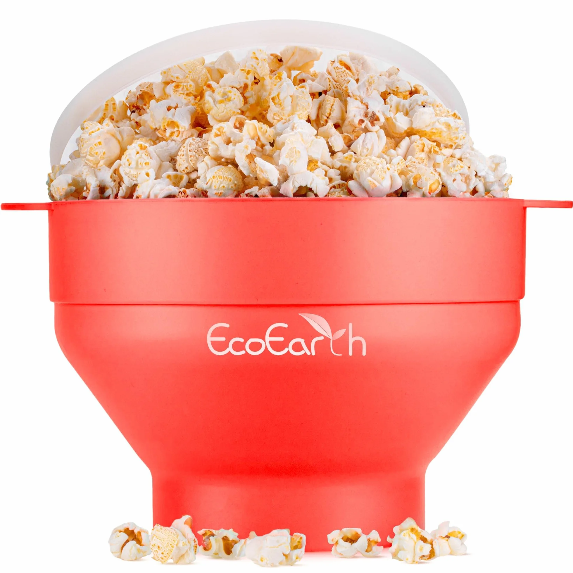 EcoEarth Microwave Popcorn Maker, Collapsible Food-Grade Silicone Popcorn Popper Bowl w/ Lid, Hot Air Popper, Red Pepper