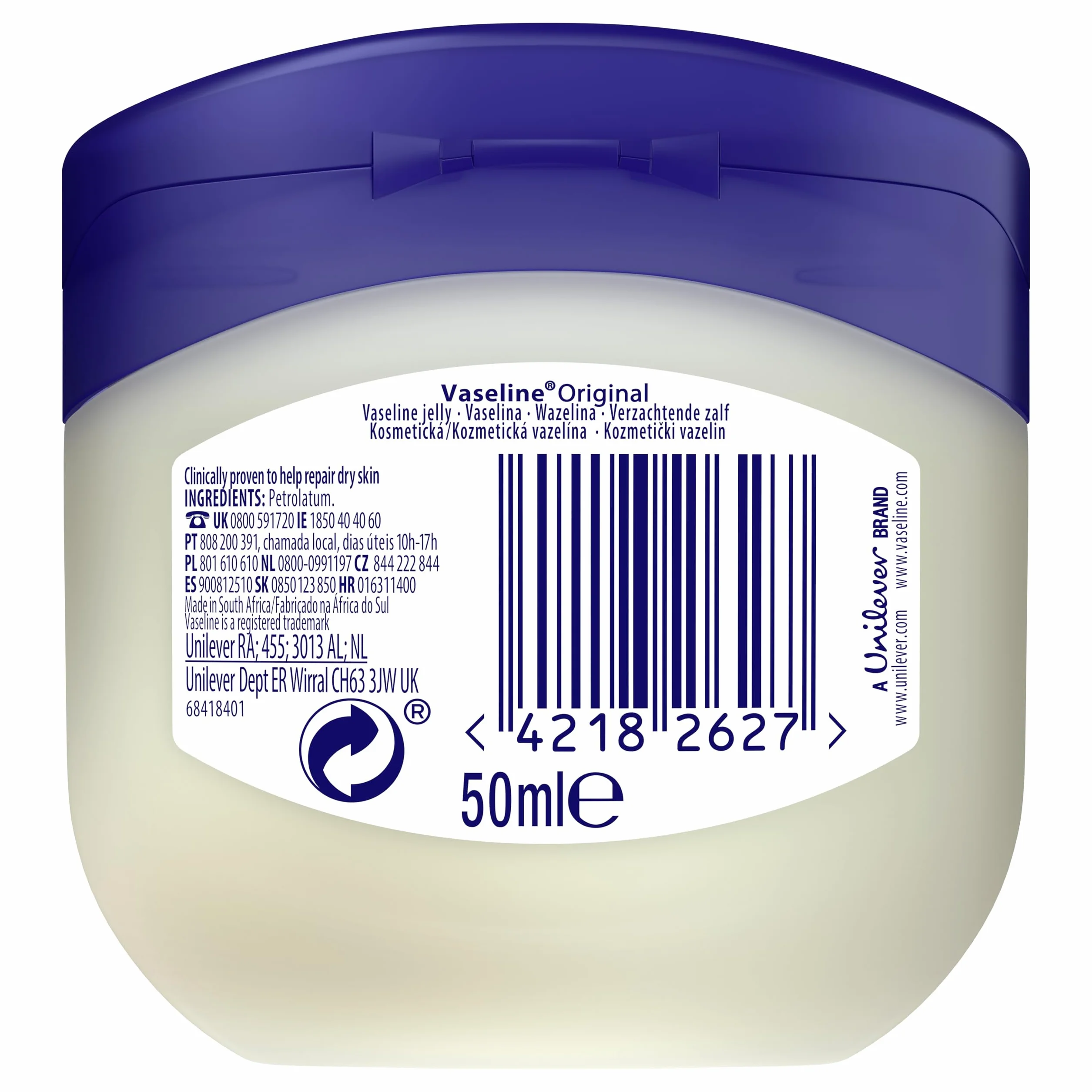 Vaseline Vaseline Pure Petroleum Jelly Wazelina, 50 ml