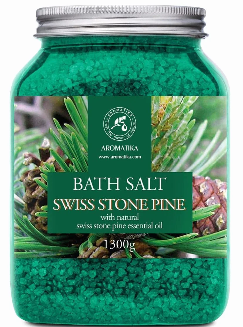 Sól do Kąpieli Sosna Szwajcarska 1300 g - Naturalny Olejek Eteryczny Sosna Szwajcarska - Pinus Cembra - Naturalna Sól do Kąpieli z Morza - Sól iglasta - Pielęgnacja ciała - Kąpiel - Aromaterapia