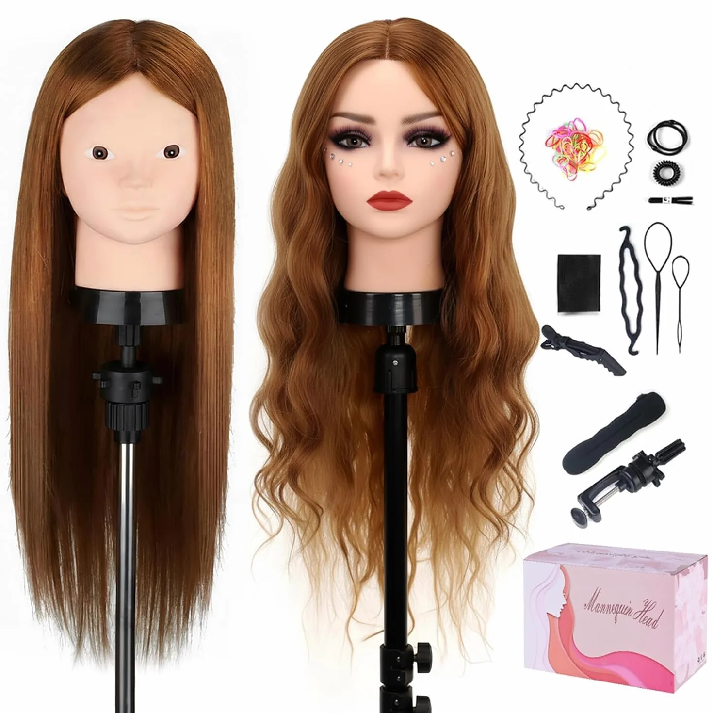 Głowa fryzjerska 60 cm 80% naturalne włosy manekin wystawowy