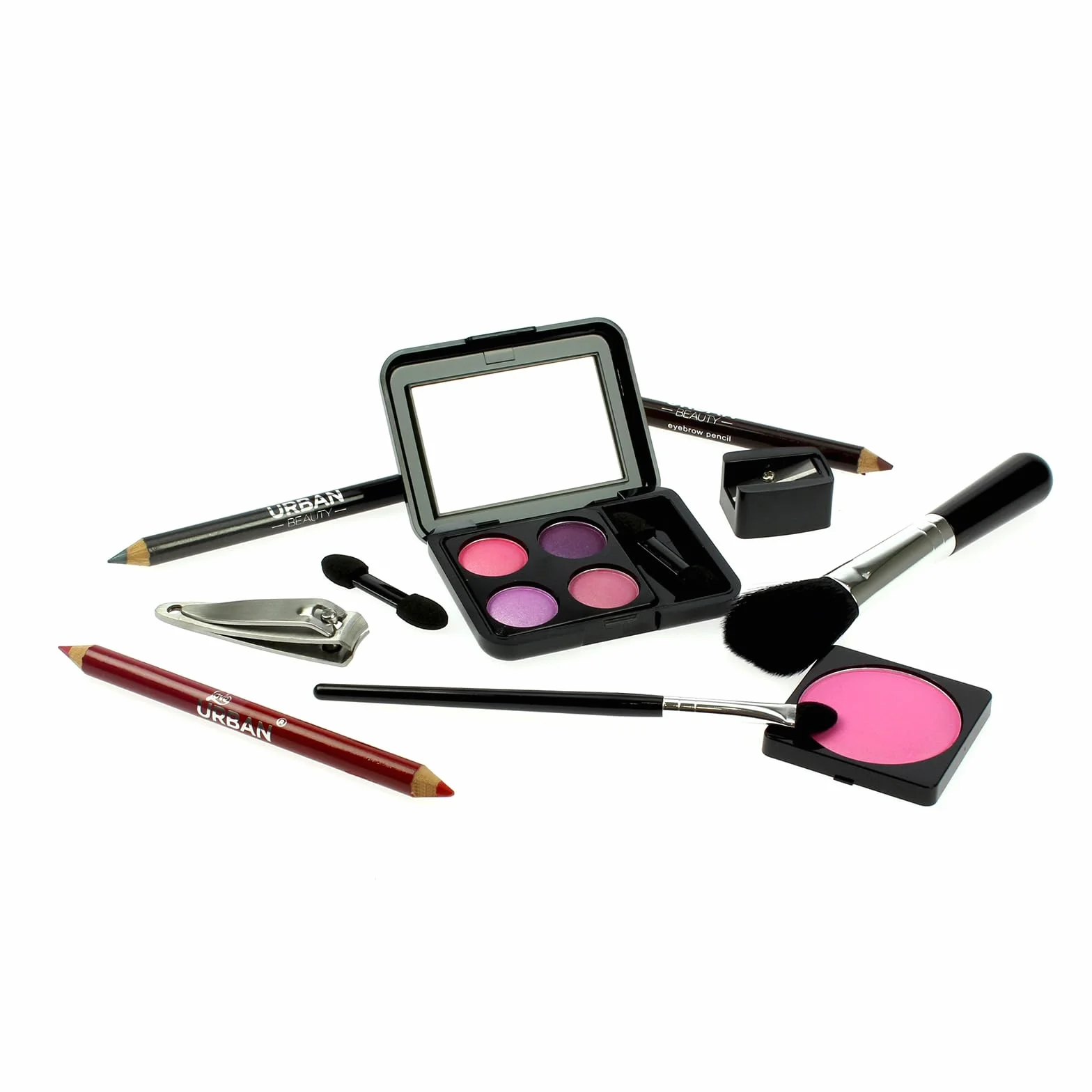 LOVE URBAN BEAUTY Wegańskie Olśniewające etui do makijażu – 60-częściowy zestaw do makijażu i paznokci dla nastolatków – Eleganckie srebrne pudełko – Kompaktowy i lekki design