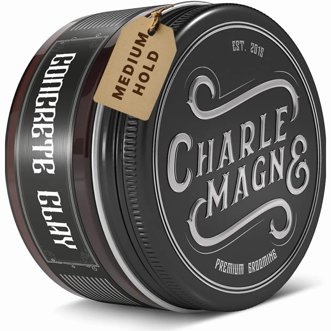 Charlemagne Pomada Concrete Clay 100 ml – pomada do włosów, beztłuszczowa tekstura i krem do stylizacji dla prawie matowego wyglądu – jakość fryzjerska, Made in Germany (100 ml, średnia moc)