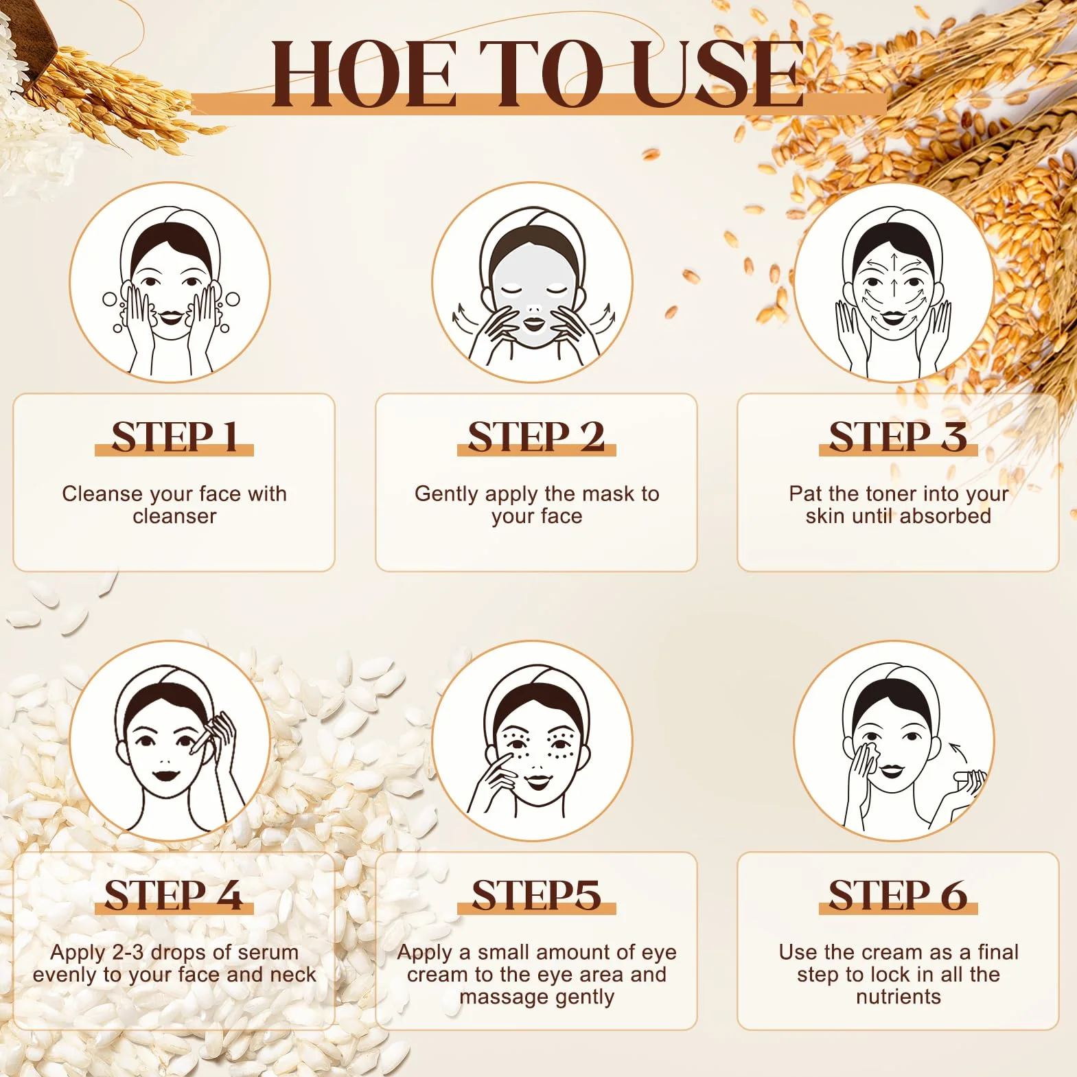 9 sztuk Rice Skincare Kit, Koreański zestaw do pielęgnacji skóry, Rice Pielęgnacja twarzy dla kobiet z środkiem do mycia twarzy, koreańskie maski, toner ryżu, kremy do twarzy dla kobiet, kontur oczu