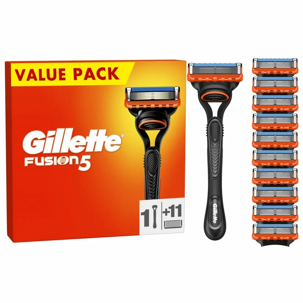 Gillette Fusion5 golarka dla mężczyzn, 11 zapasowych ostrzy z paskami ślizgowymi