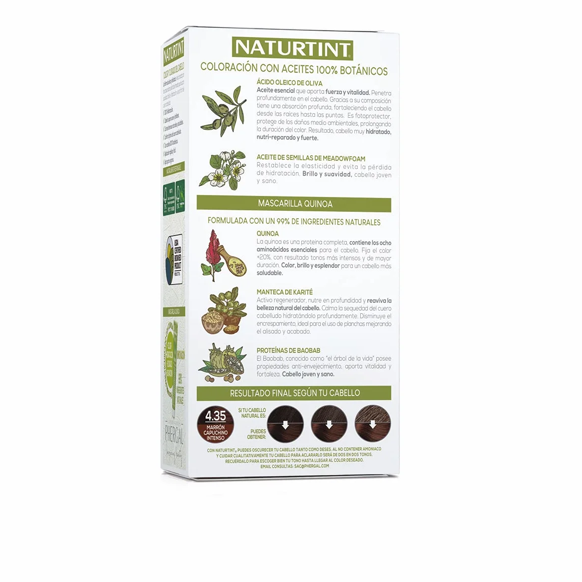 Naturtint Biobased farba do włosów bez amoniaku 4,35 głęboki brąz cappuccino 3 sztuki 510 ml