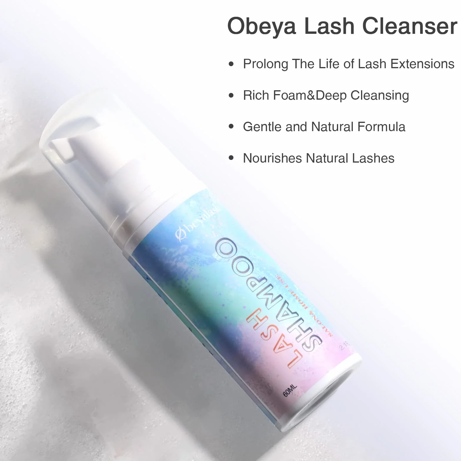 Szampon do rzęs dla przedłużania rzęs, 60ml przedłużanie rzęs Cleanser z pędzelkiem, bezolejowe powiek pieniący Cleanser, przedłużanie rzęs szampon zestaw z pędzelkiem, mycia rzęs dla przedłużania domu Salon Użyj
