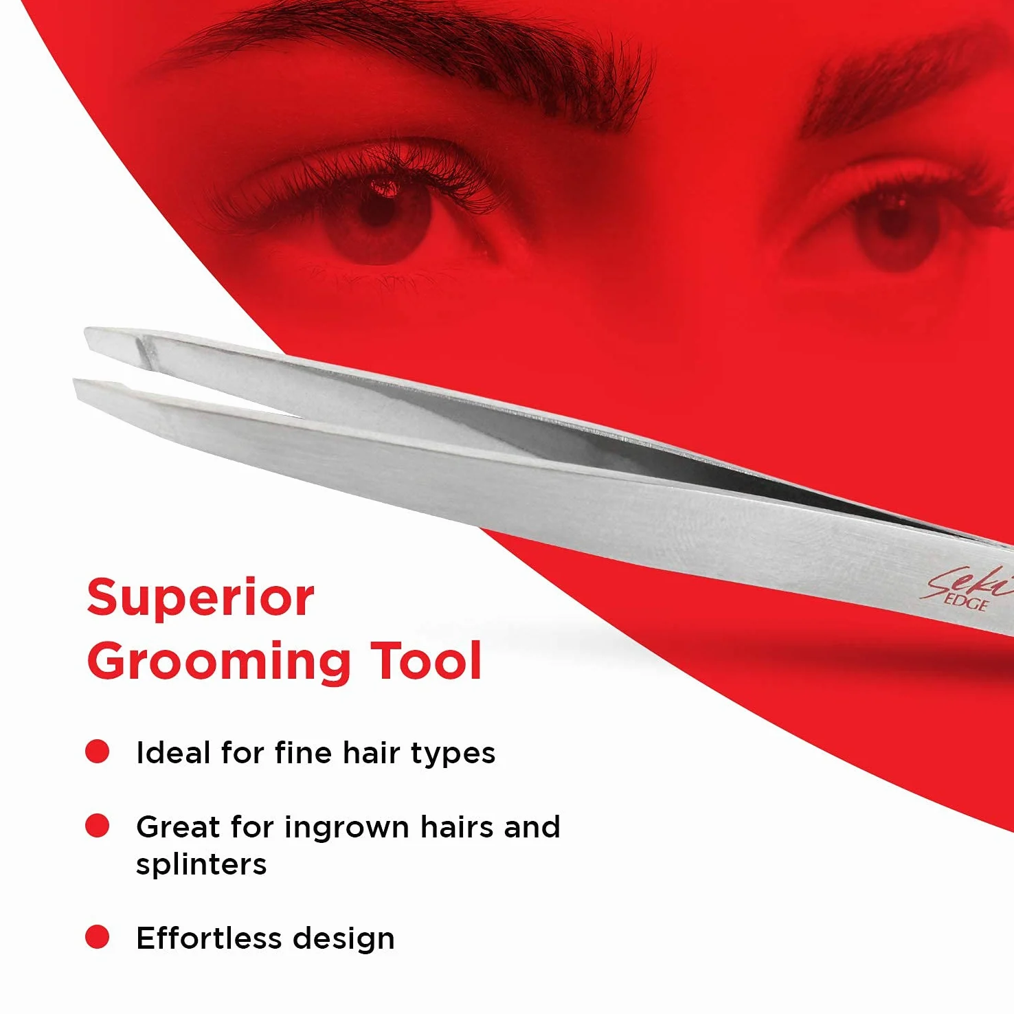 Seki EDGE SS-513 | Made in Japan | Pęseta ze stali nierdzewnej ze skośną końcówką | ręcznie ostrzona, ergonomiczny kształt | jakość studyjna do włosków, drzazg, pielęgnacji zwierząt i modelarstwa