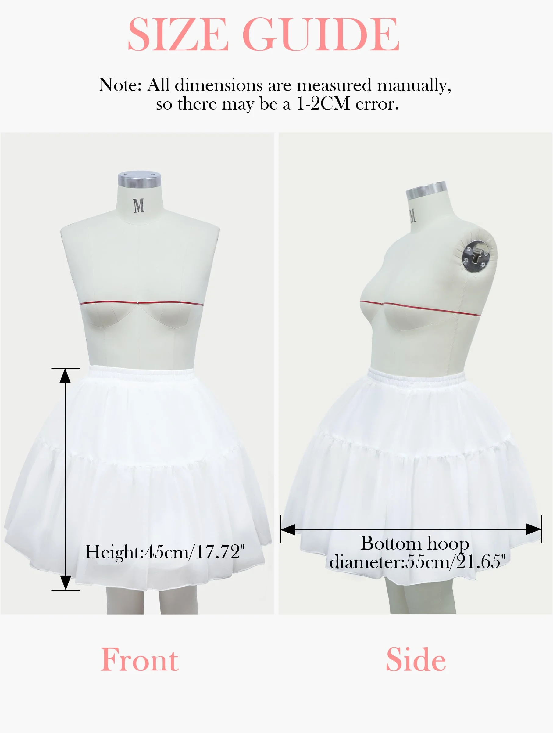 Vlazom Damska halka, linia A, półpoślizg, dwie obręcze, krynolina, halka, do sukni ślubnej, suknia balowa, cosplay, kostium na Halloween, S-3XL