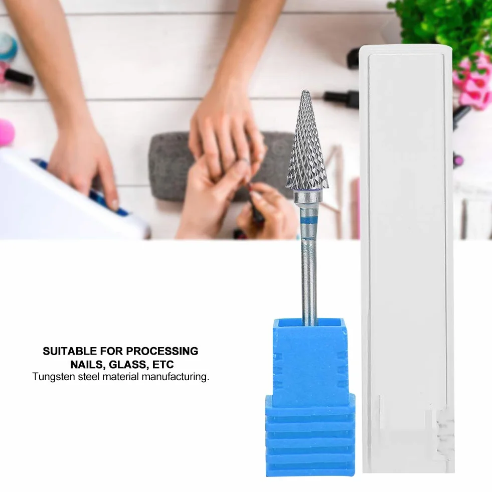 Wiertła do Paznokci Wiertło do Paznokci ze Stali Wolframowej Frez Diamentowy do Pedicure Manicure Żel do Usuwania Akrylowy Naskórek (niebieska etykieta)