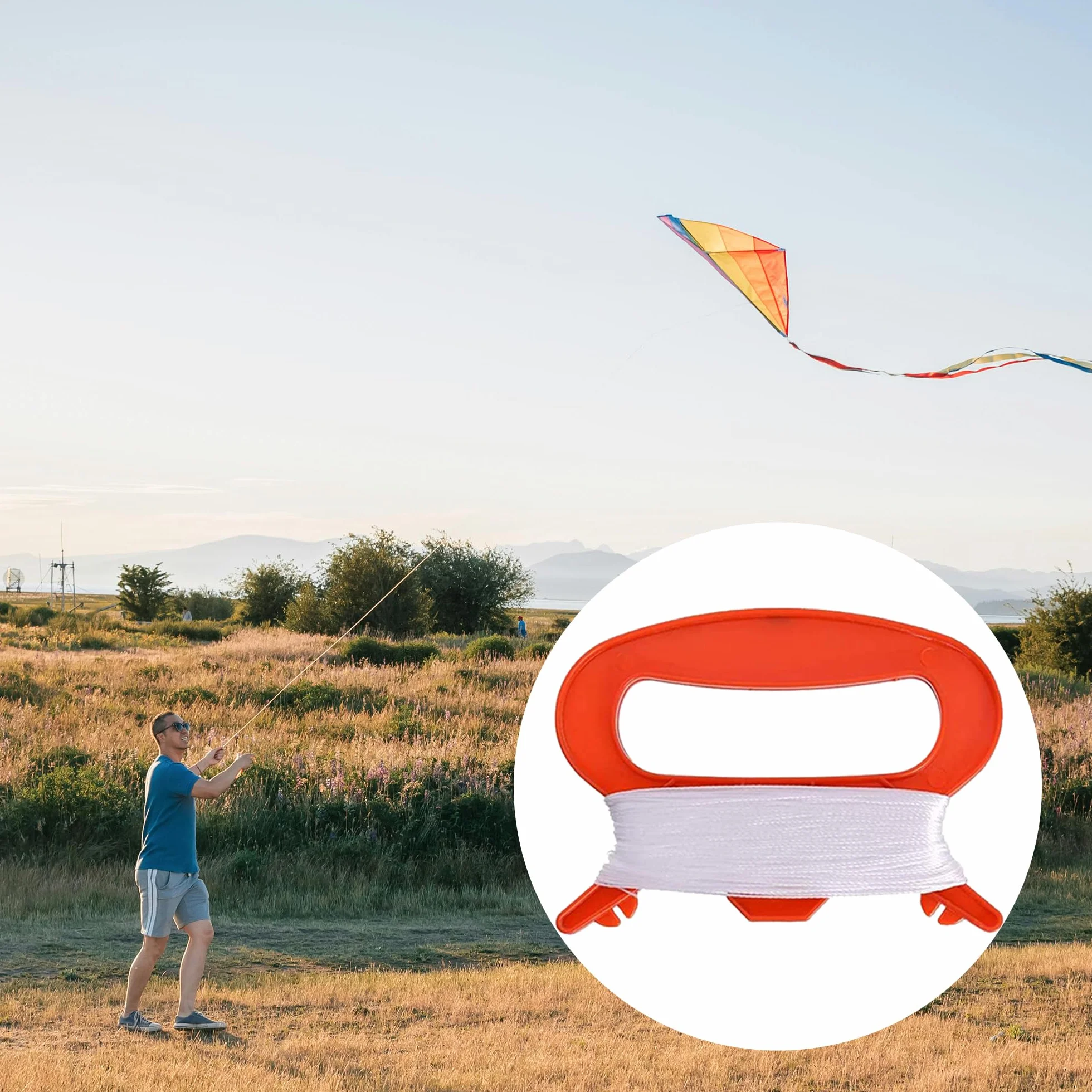 USHS 4 sztuki Kite Line Winder smycz do latawcy, lina do szaf z uchwytem 100 m, do rodzinnych i zespołowych aktywności na świeżym powietrzu, akcesoria DIY