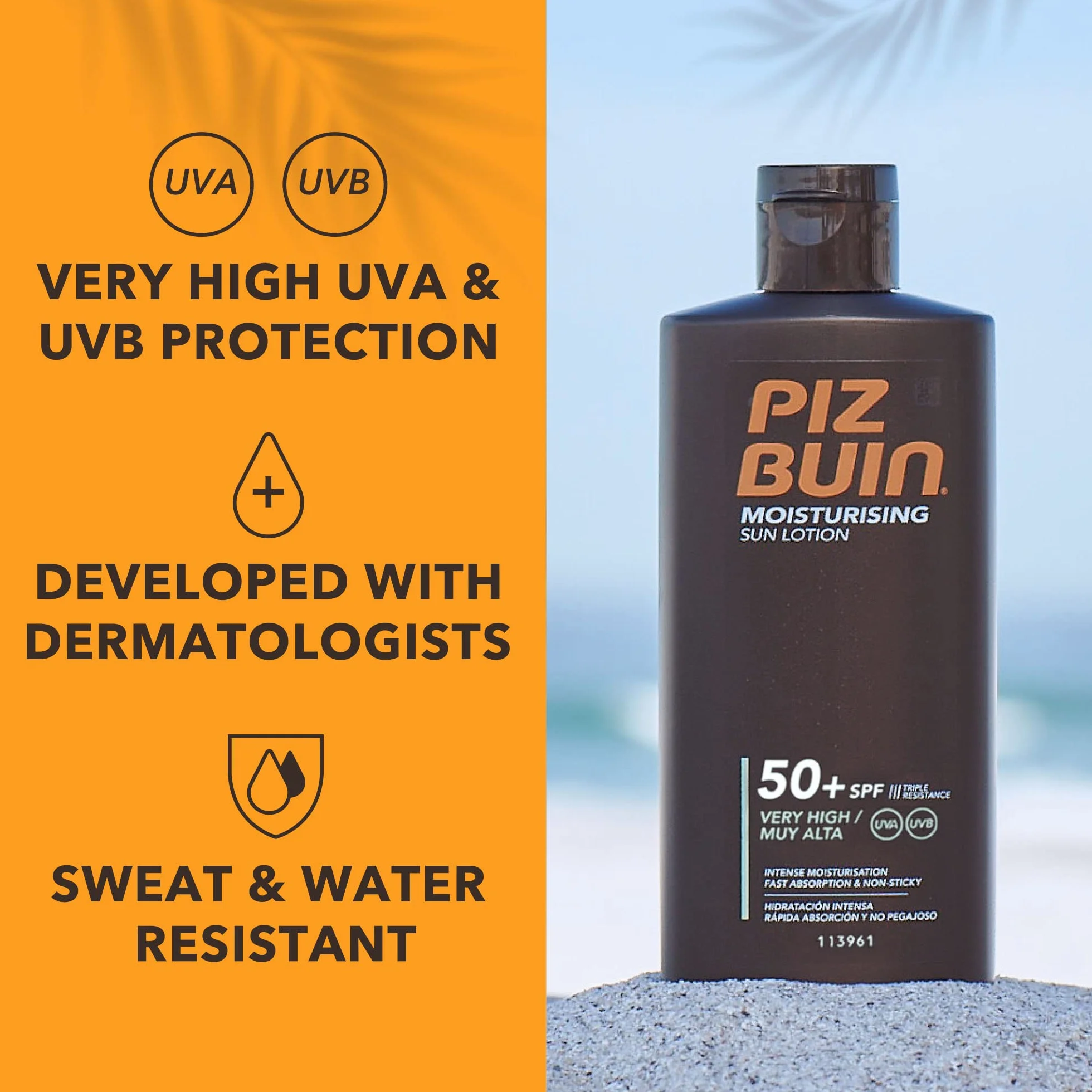 PIZ BUIN Moisturising Sun Lotion SPF50+ Very High (200 ml)