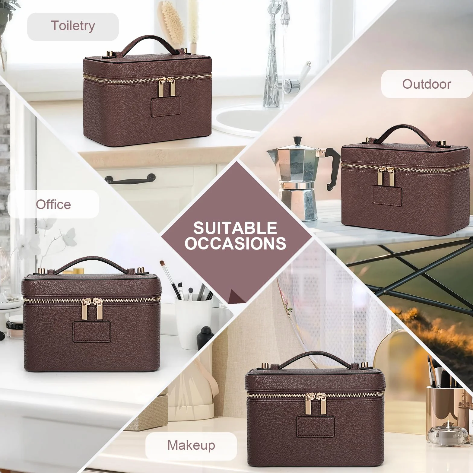 Skórzana kosmetyczka Vanity Case HiTotes 21,5 cm z przegrodą
