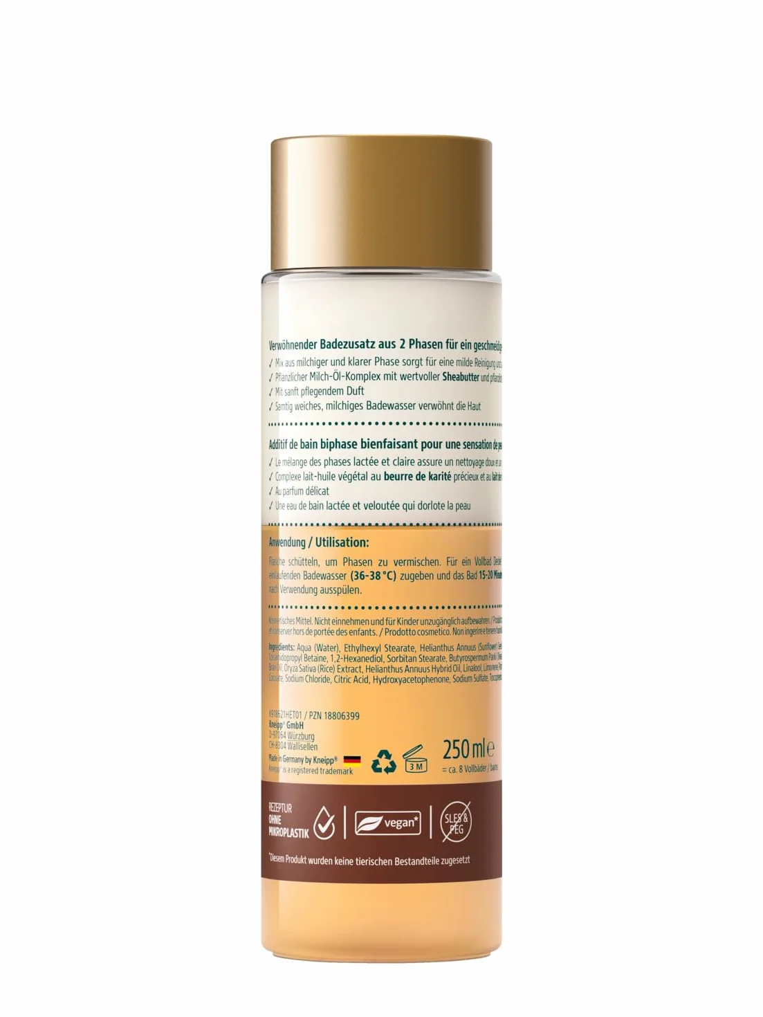 Kneipp Mleczko Ryżowe Shea Olejek do Kąpieli, 250 ml