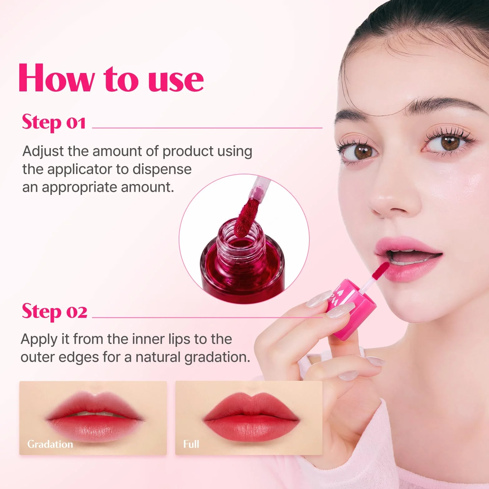 Etude House Dear Darling Water Tint Cherry Ade (21AD) żywa szminka z nawilżającym, nieważkim i nieklejącym wykończeniem, odporna na ścieranie i lekka, K-Beauty