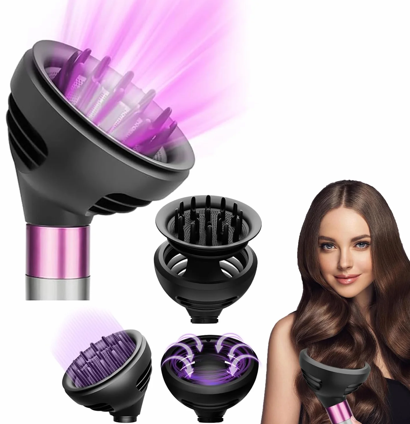 Nasadka dyfuzora fal i loków do Dyson Airwrap, kompatybilna z HS01/HS05/HS08, nasadka o nowym wzornictwie i 2 trybach przepływu powietrza dla większej objętości, struktury i definicji w przypadku