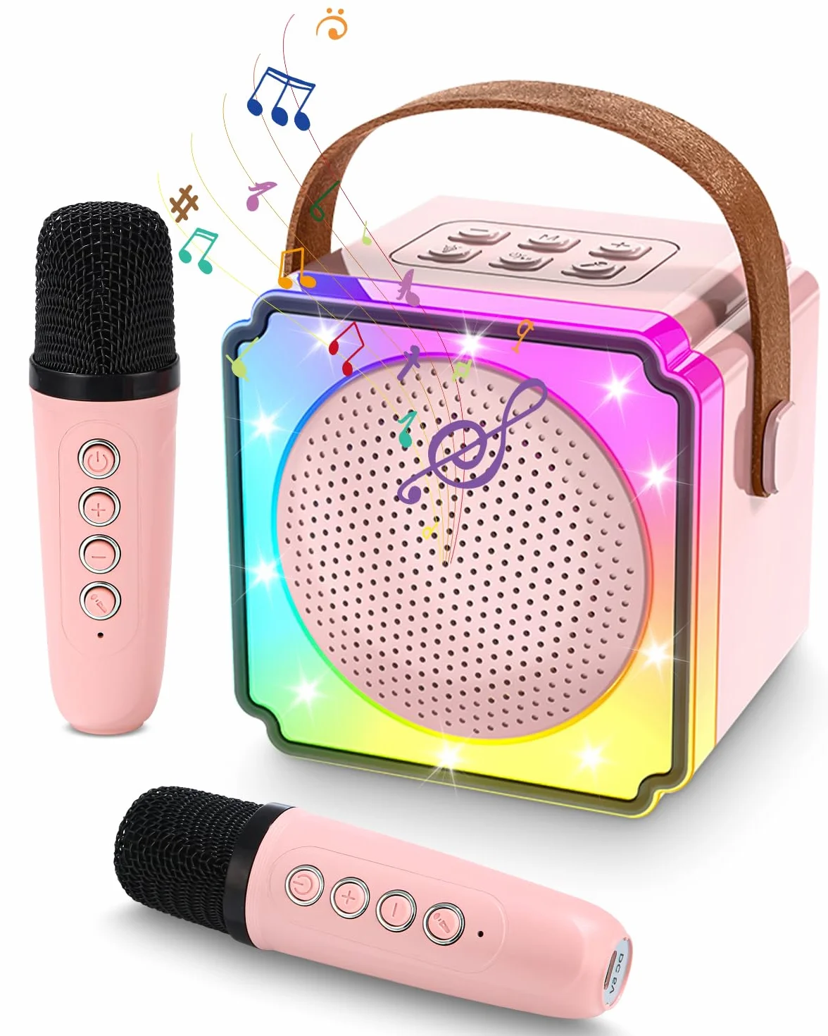 Maszyna do karaoke dla dzieci z 2 mikrofonami do karaoke dla dzieci, przenośna maszyna do karaoke z oświetleniem LED i efektami zmiany mowy, prezent dla dzieci w wieku 5-12 lat, dla chłopców