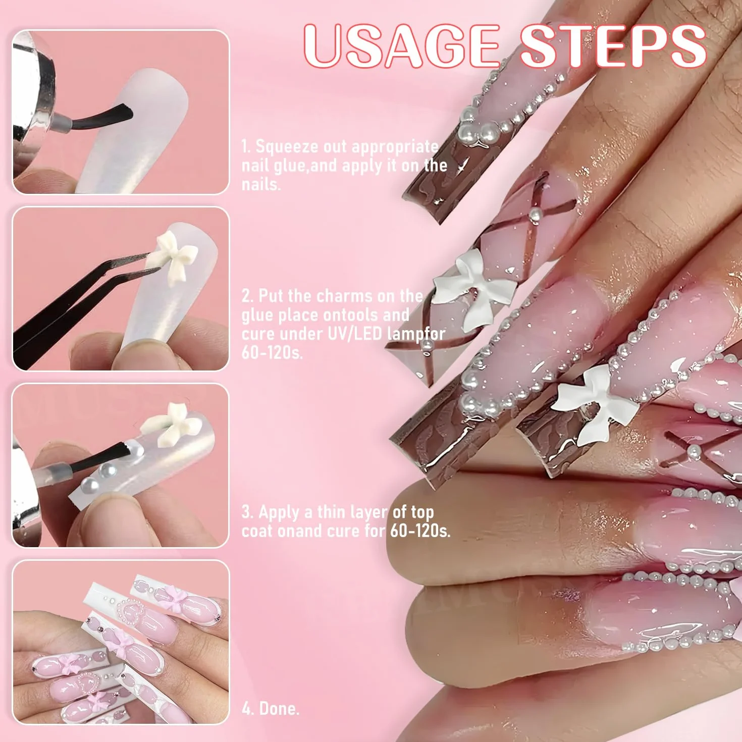 1 pudełko 12 siatek 3D Dekoracja paznokci, DIY Nail Art Design, Akcesoria do zdobienia paznokci dla kobiet i dziewcząt, mieszane kolorowe kokardy, płaskie tło koraliki, gwiazdy, kwiaty