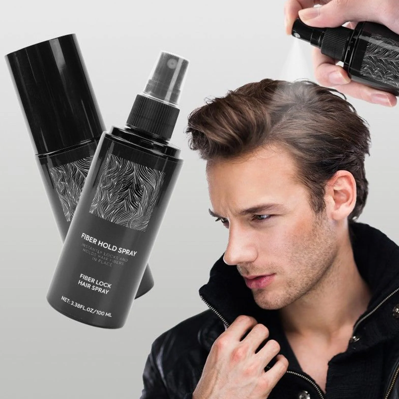 Rozpylacz do zagęszczania włosów w sprayu (100 ml) dla zwiększenia objętości i objętości, mocniejszy do włosów, z włóknami, szybkoschnąca, zagęszczająca mgiełka, do stylizacji brody, łysienia