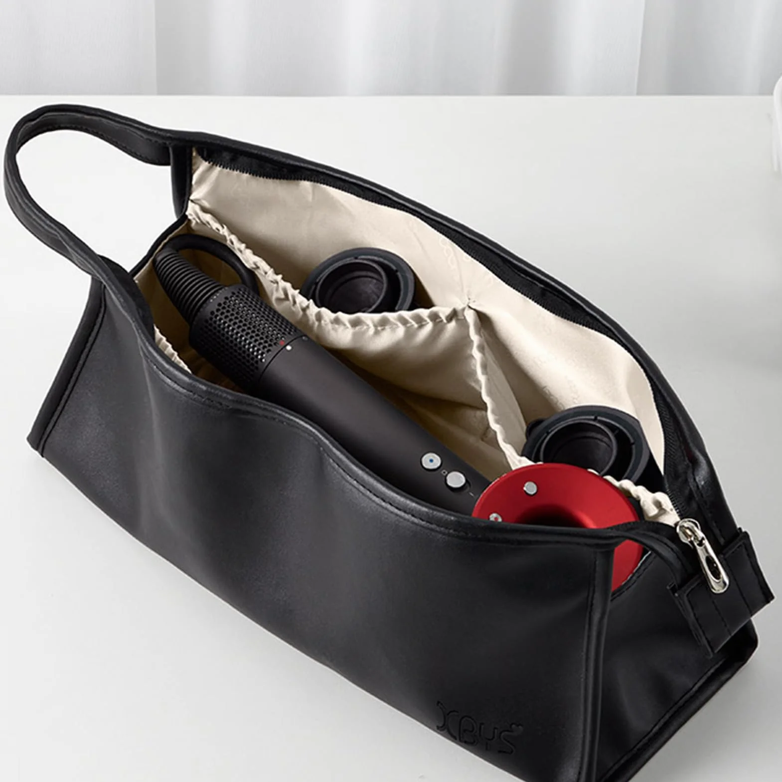 Veki Torba Suszarki do Włosów, Wodoodporna Torba Organizer z PU Skóry, Etui Przechowywania Kompatybilne z Dyson Airwrap Styler, Dyson Supersonic, Shark Flexstyle, na Lokówkę i Prostownicę