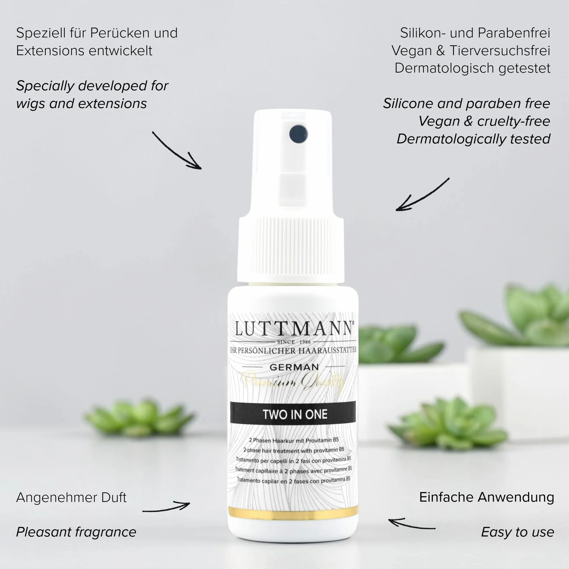 Natural Hair Travelset – szampon, balsam i dwa w jednym sprayu, każdy po 50 ml – zestaw podróżny do pielęgnacji prawdziwych włosów, przedłużek, tresek i własnych włosów