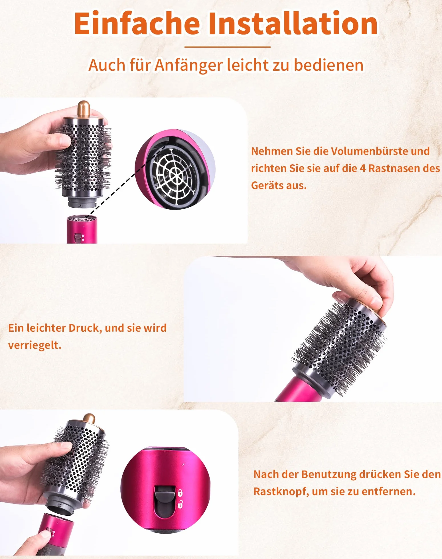 Dyson Ulepszona okrągła szczotka objętościowa do akcesoriów Airwrap HS01 HS05 szczotka objętościowa do miękkich i płaskich włosów, złota