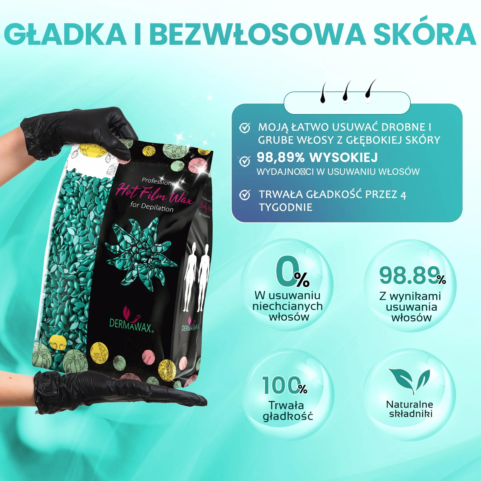 Dermawax Black Series Azulen Film wosk do usuwania włosów całego ciała