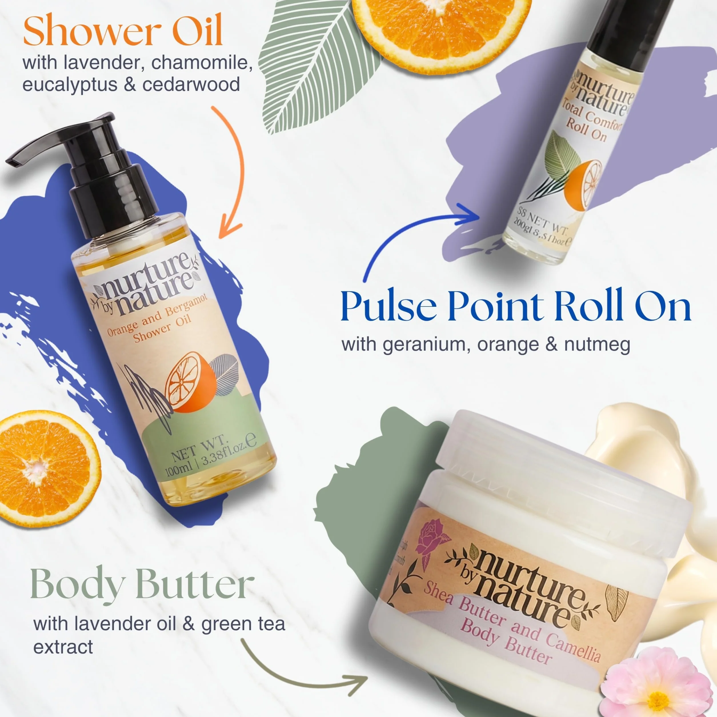 Nurture by Nature Moment for Mama Gift Set Body Butter Shower Oil Essential Oil Roll on Epsom Bath Salts Silk Eye Mask Pregnancy Gift