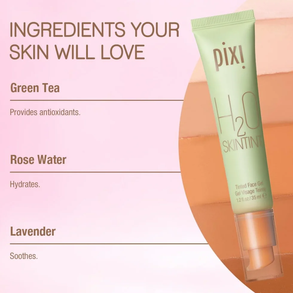 Pixi Beauty H2O SkinTint | Getonowana żelowa pielęgnacja nawilżająca | Lekka, nawilżająca i odporna na wodę | Wyrównuje odcień cery i zmniejsza zaczerwienienia | Odcień: Fair | 35 ml / 1,2 fl oz