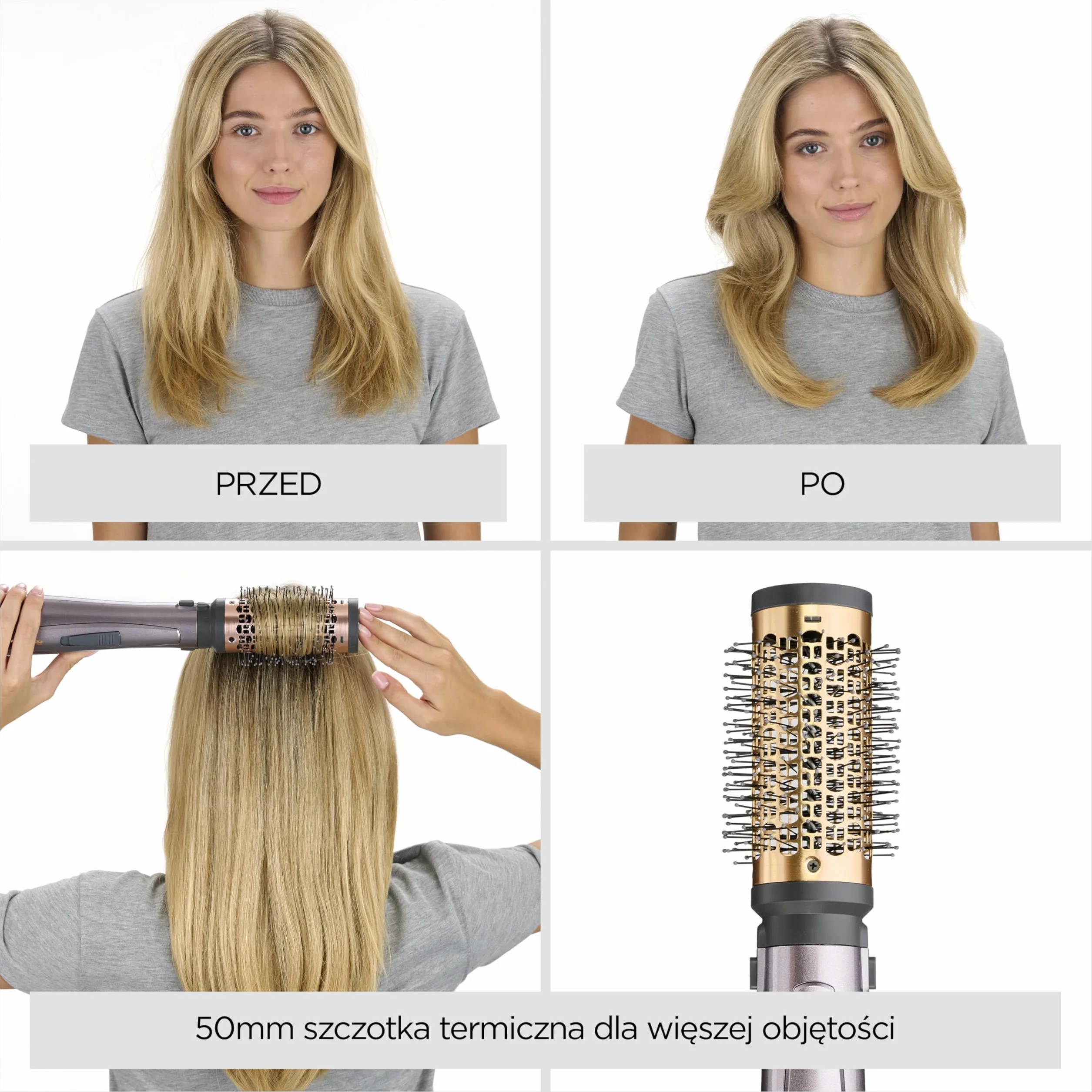 BaByliss Air Styler 1000W - wielofunkcyjna suszarka do włosów, nadająca objętość i lokówka, zaawansowany system jonizacji, kręcenia włosów, 4 nakładki, miedziano-szary, AS136E