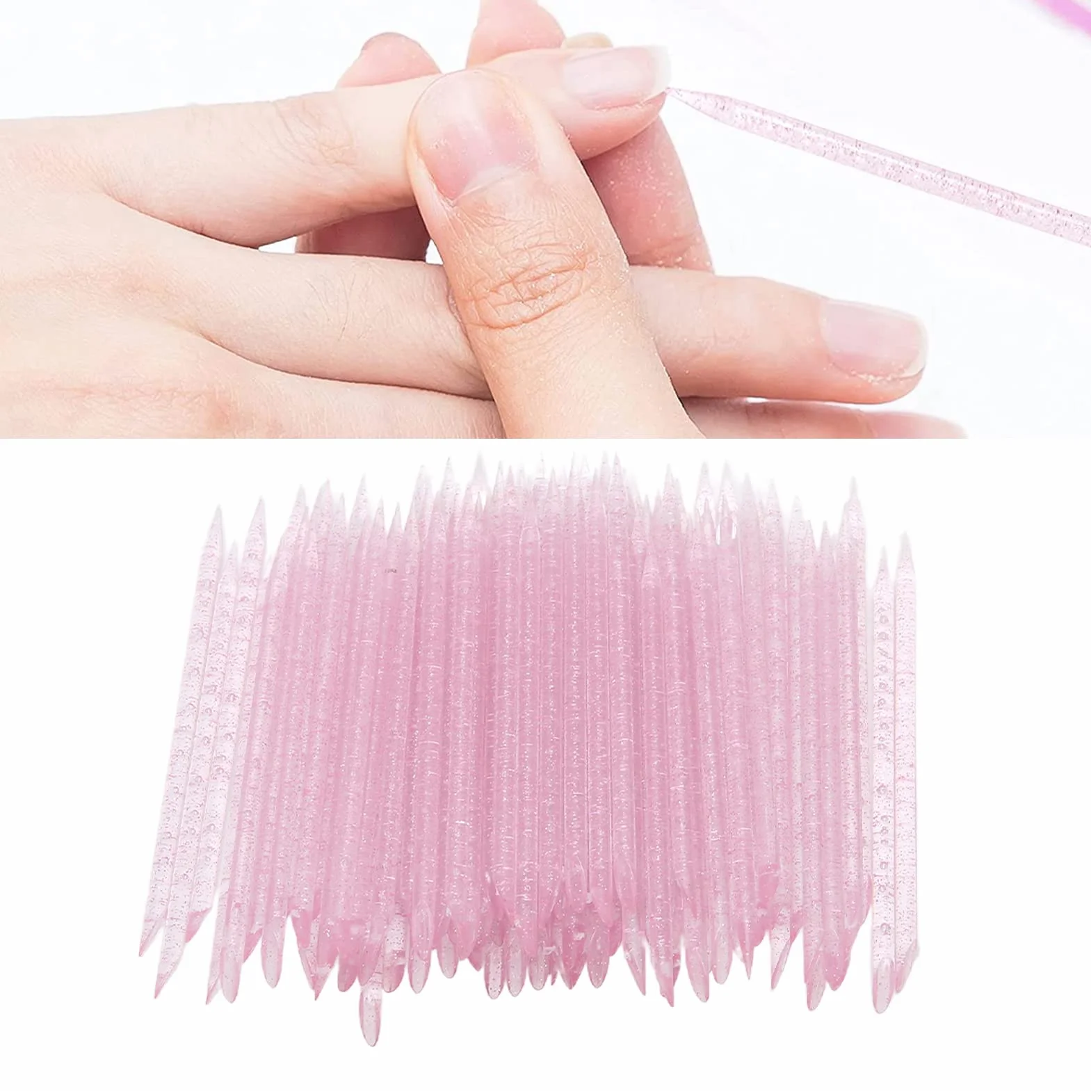 Jednorazowy Odpychacz do Skórek, Praktyczny Plastikowy Sztyft do Manicure i Pedicure, 100 Sztuk do Salonu Stylizacji Paznokci do Technik Zdobienia Paznokci w Domu (PINK)