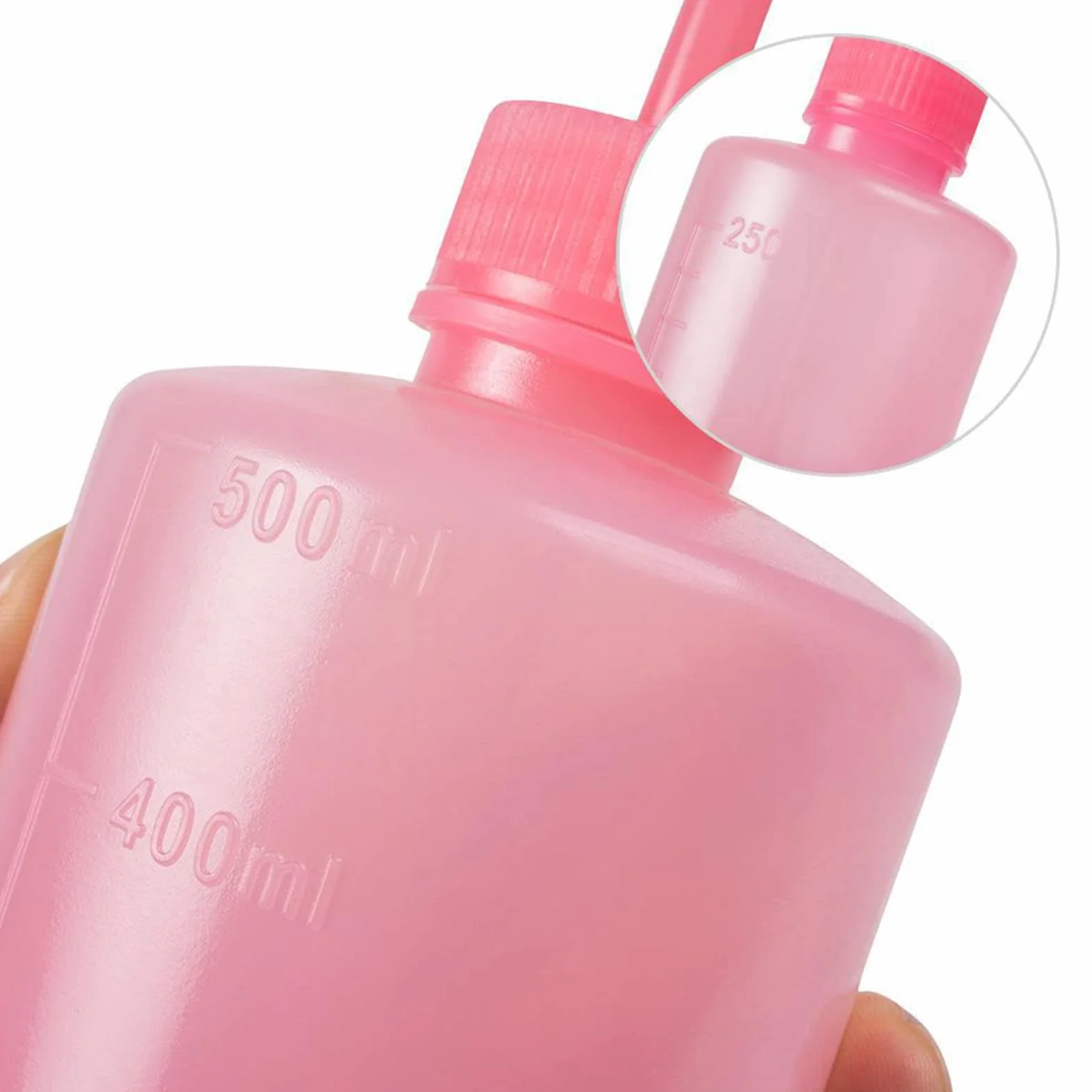Wyciskacz do Butelek z wodą do Rzęs, 250ml Plastikowe Zakrzywione Narzędzia do Dysz, Przenośna Butelka do Mycia Tatuaży dla Fryzjerów (Różowy)
