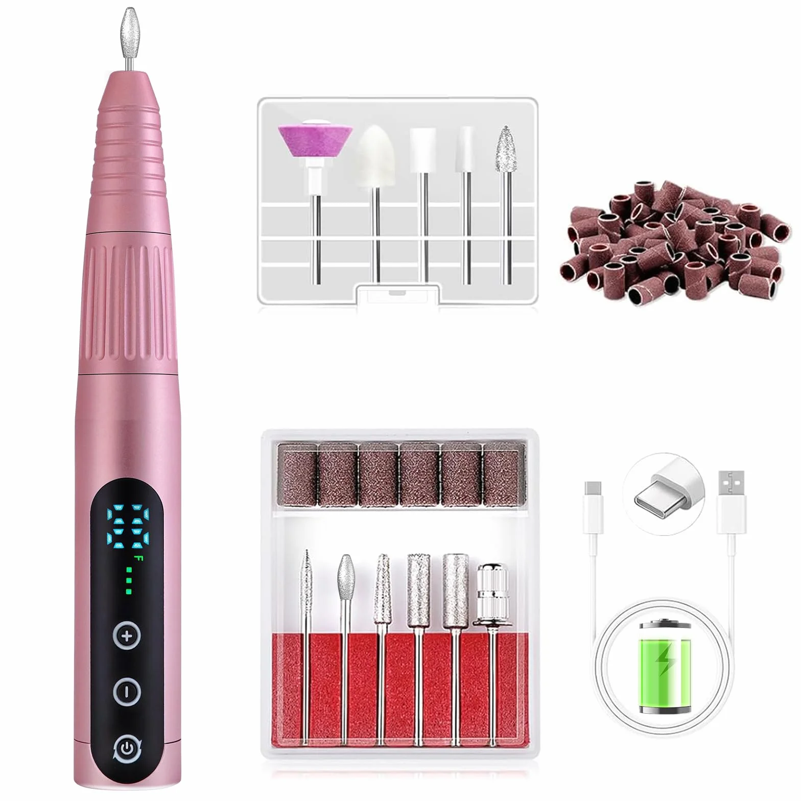 elektryczny pilnik do paznokci 35000RPM, bezprzewodowy ładowalny pilnik do paznokci, profesjonalna elektryczna frezarka do paznokci do żelu akrylowego do manicure i pedicure DIY, przenośny do