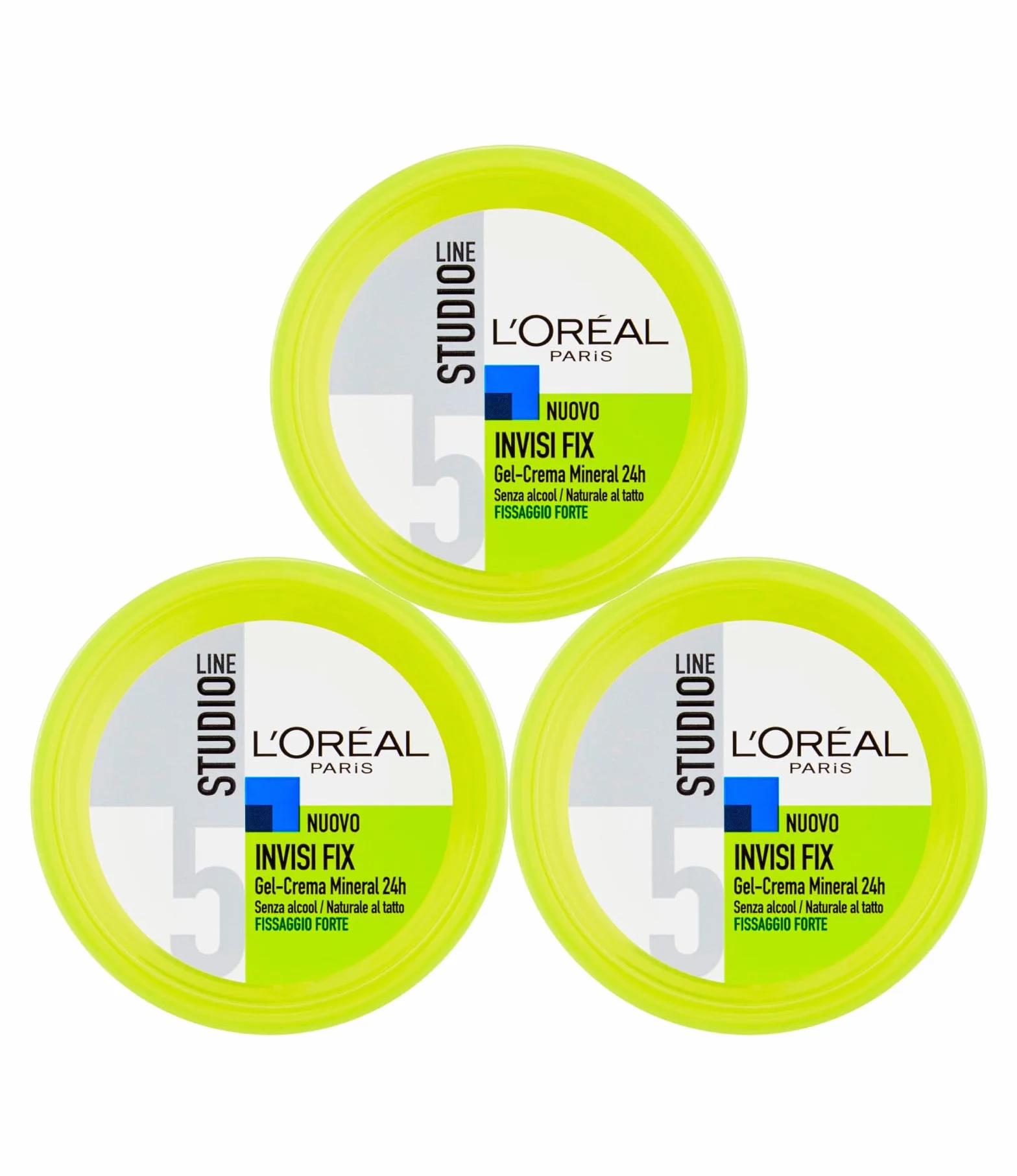 L'Oréal Paris Studio Line Invisi Fix Żel Krem Mineralny Długotrwałe Trwanie 24h Moc 5 - 3 Słoiki 150ml