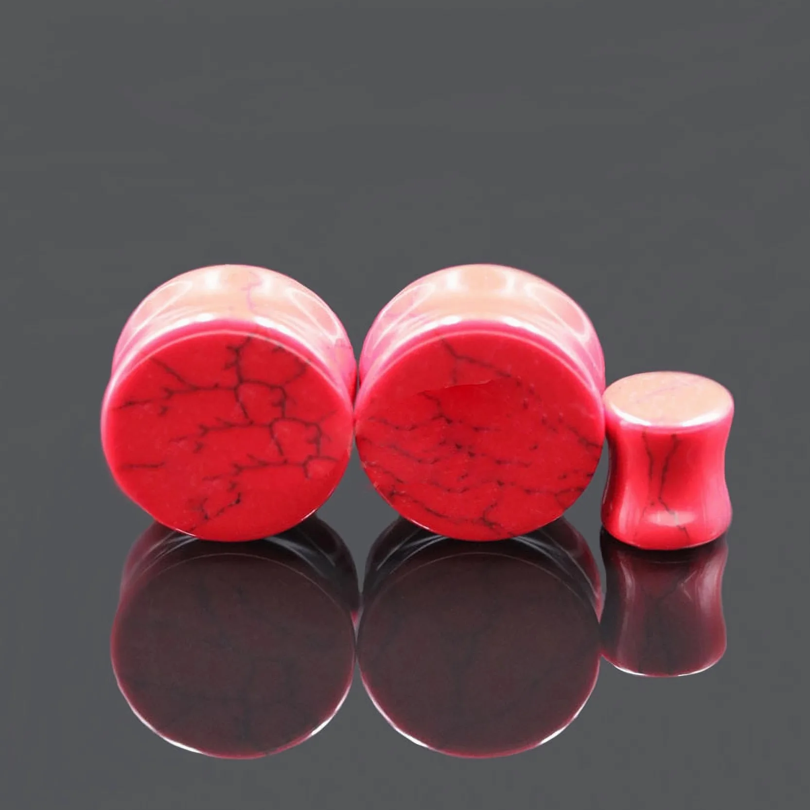 2 szt. 6 mm (2G) czerwony turkus podwójny flara solidny kamień grubość 12 mm przedłużacz końcówki do uszu przyrządy pomiarowe piercing biżuteria dla mężczyzn i kobiet