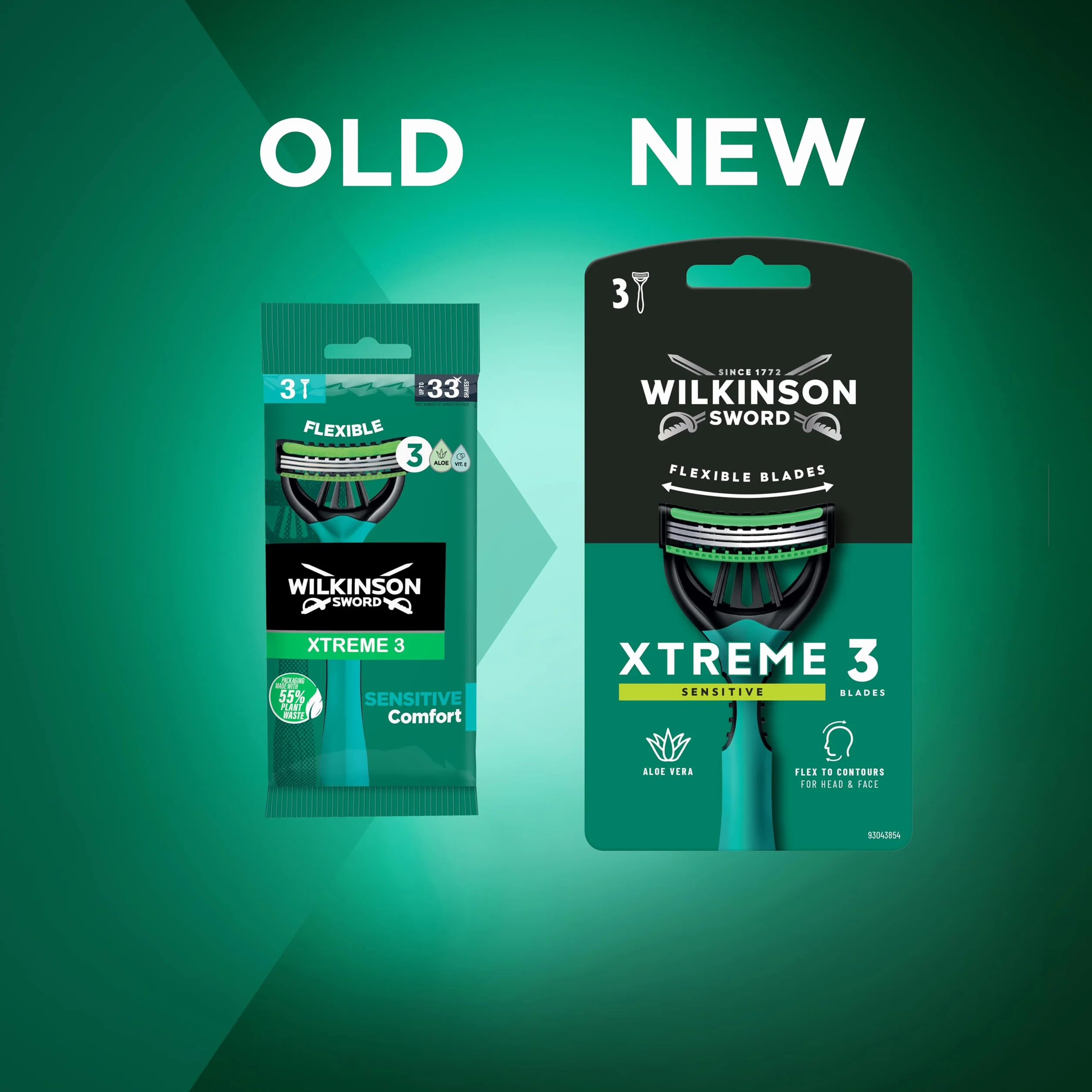 Wilkinson Sword Xtreme 3 Sensitive męska jednorazowa maszynka do golenia, idealna do męskich zestawów toaletowych, idealna do codziennego golenia, zestaw 24 szt