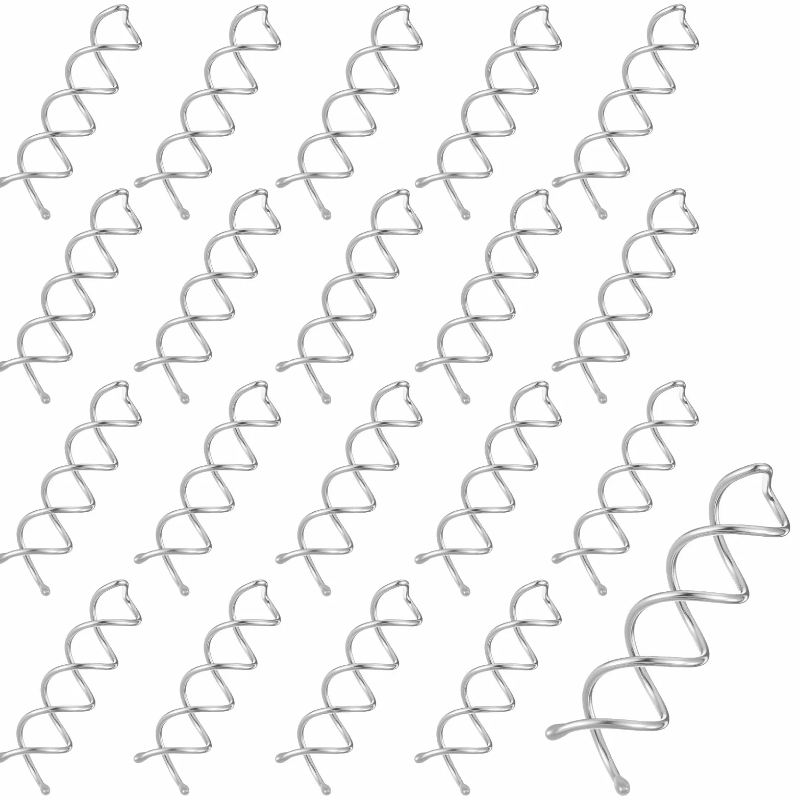 Molain Spiralne spinki do włosów, spirale ze stopu, spinka do koka, skręcane spirale z nierysującymi zaokrąglonymi końcówkami dla kobiet, srebrne, 20 sztuk