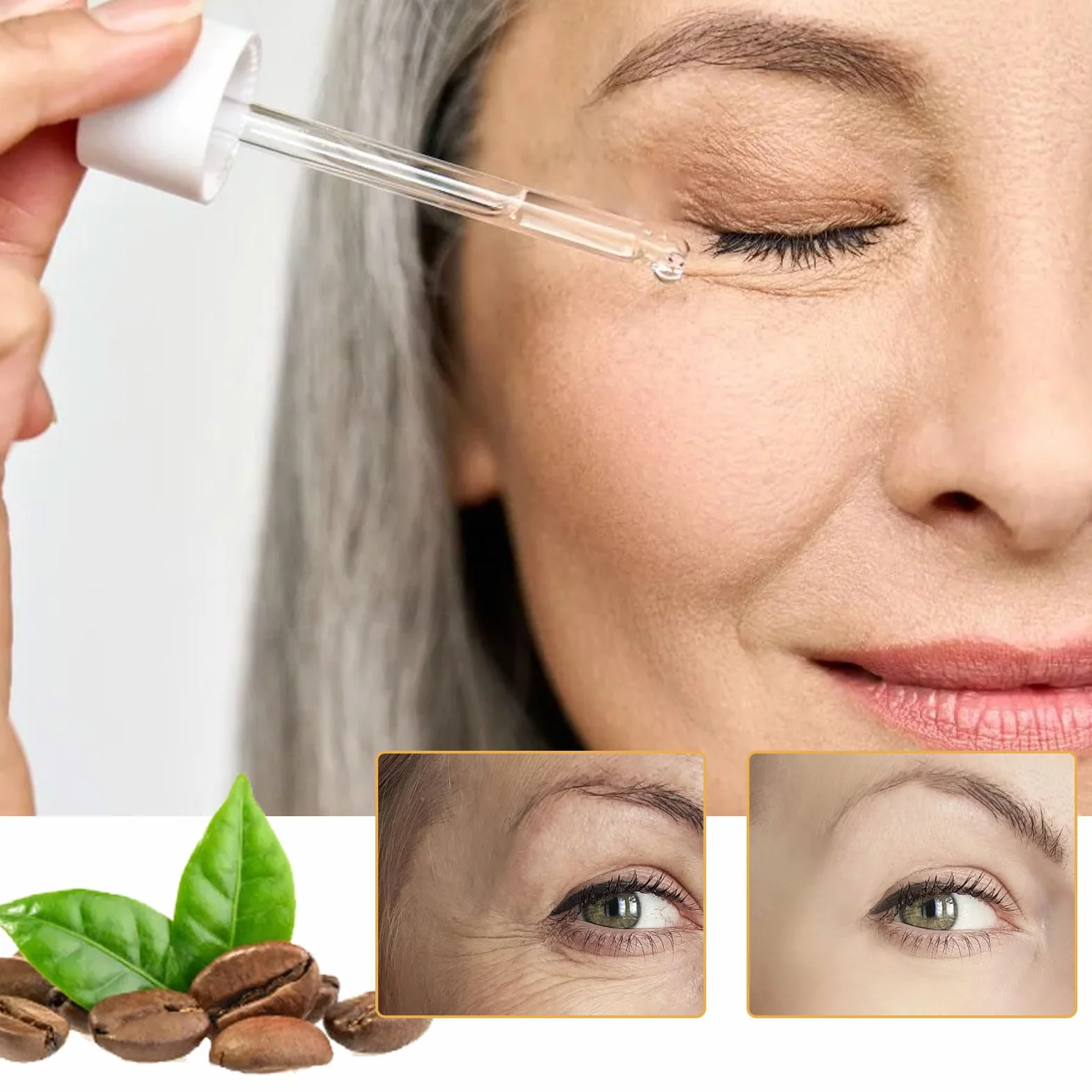 Roztwór kofeiny 5% + EGCG, 30 ml serum do oczu z kofeiną, serum do oczu, roztwór kofeiny 5% + EGCG, serum do oczu przeciwko obrążkom i opuchliźnie, serum do oczu z kofeiną dla kobiet i mężczyzn
