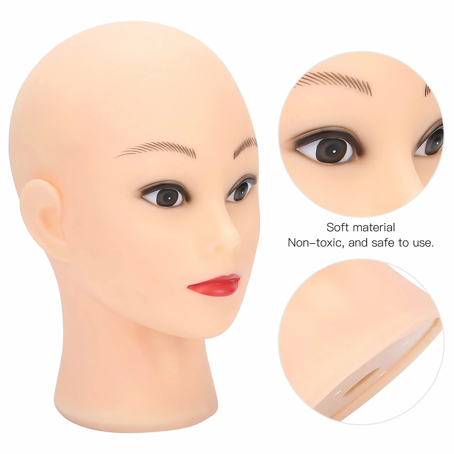 Model z łysą głową Manekina, Miękki PVC, Regulowana wysokość, Eksponowane Peruki, Kapelusze, Okulary, do ćwiczeń w Tworzeniu Peruk, Odpowiednie do Użytku Osobistego lub Zawodowego