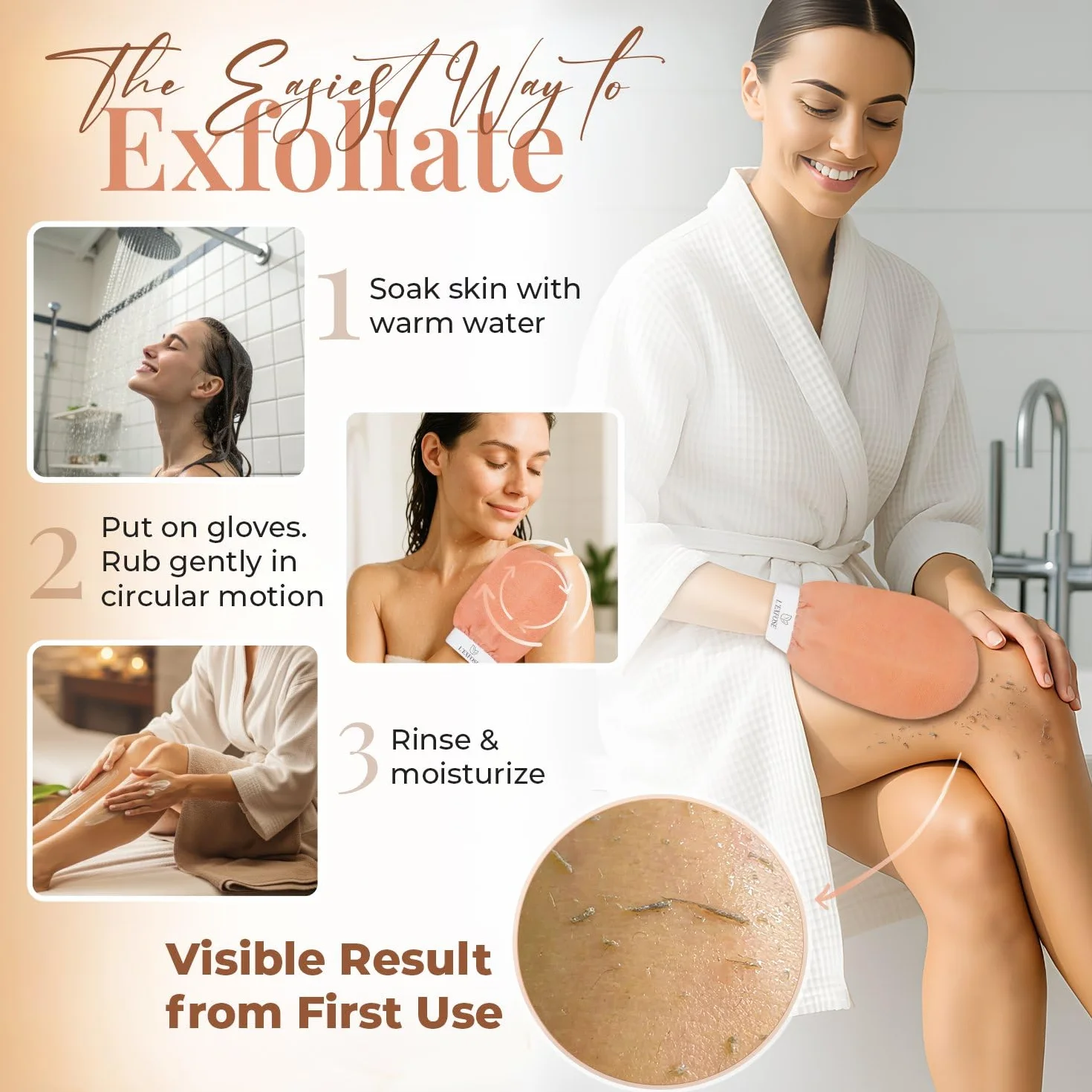 L'Exfose 2x rękawice złuszczające do ciała - rękawica z włosia, peeling do ciała i twarzy z naturalnej wiskozy - Usuwa martwe komórki skóry i nawilża - Przyjemne uczucie spa bez czarnego mydła