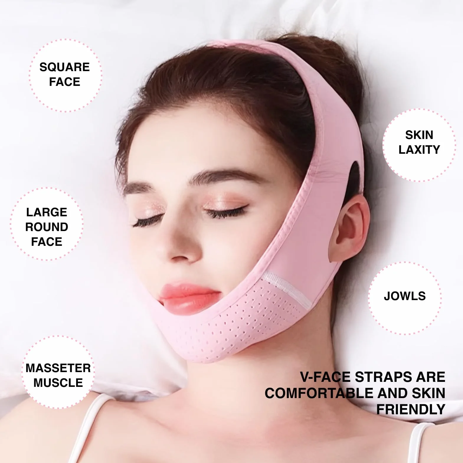 Maska pod brodę z podwójnym podbródkiem, z oddychającego materiału, nadaje się do prania i wielokrotnego użytku, ergonomiczna regulacja, dla mężczyzn i kobiet, do ujędrniania jawline i skóry