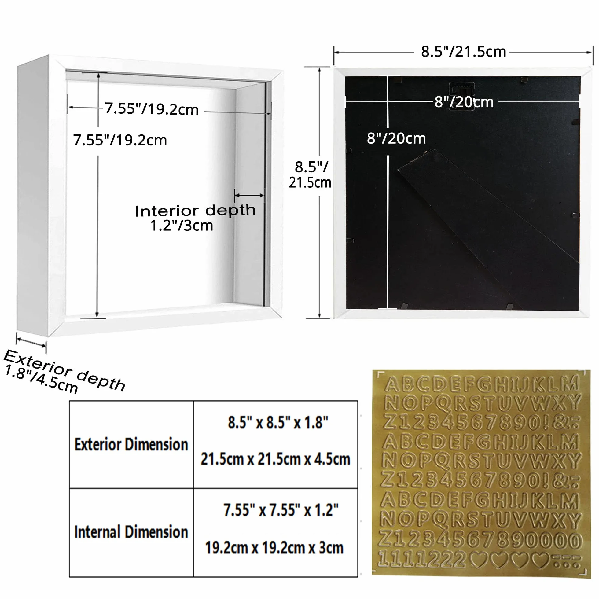 Ramka Shadow Box, 20 x 20 cm, głębokie ramki, ramka na zdjęcia 3D, drewniane ramki na zdjęcia, ekspozycja, spersonalizowane pudełko na rękodzieło, rocznicę, ślub, ukończenie szkoły