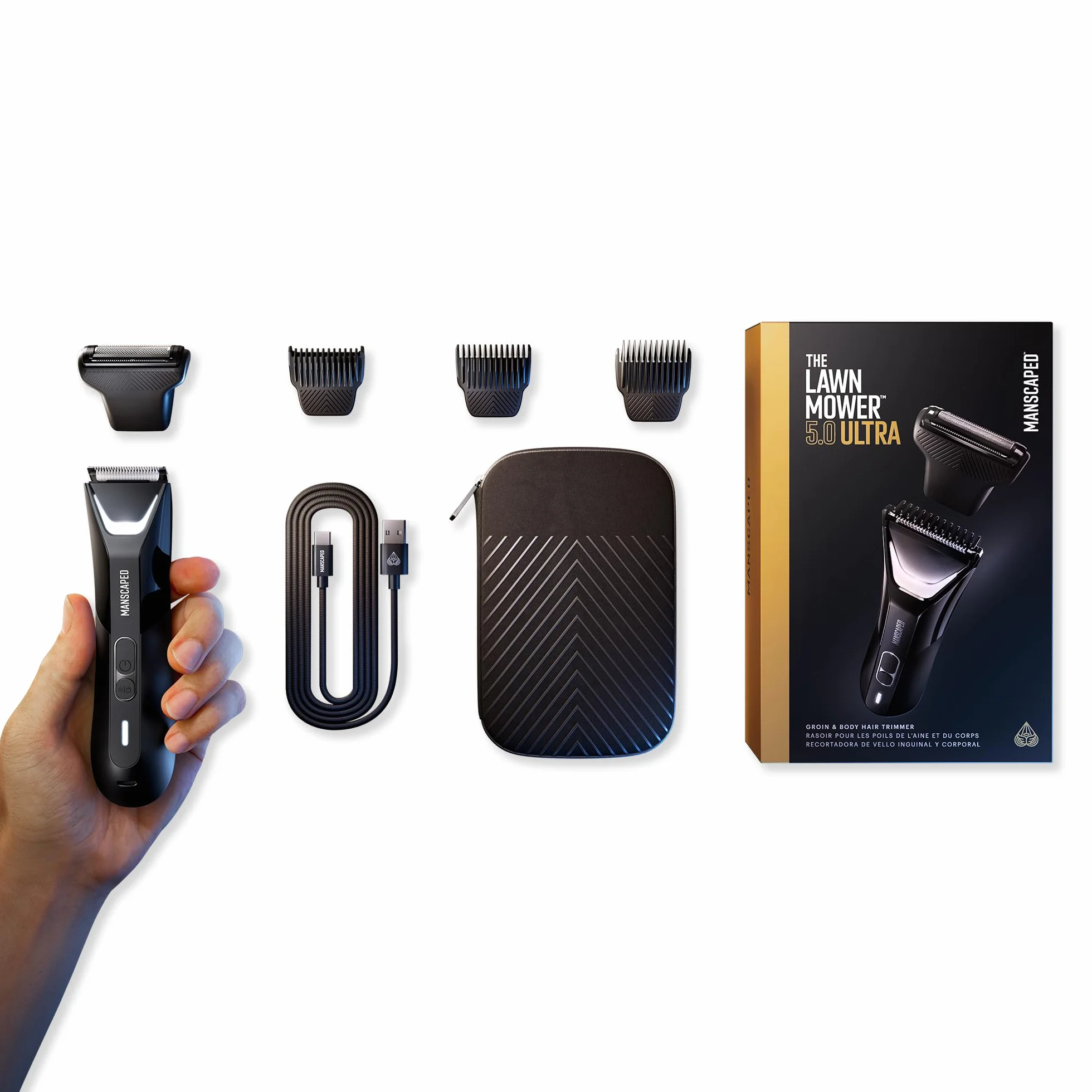MANSCAPED® The Lawn Mower® 5.0 ULTRA Trymer do ciała, dwugłowicowy SkinSafe®, wodoodporny, USB-C