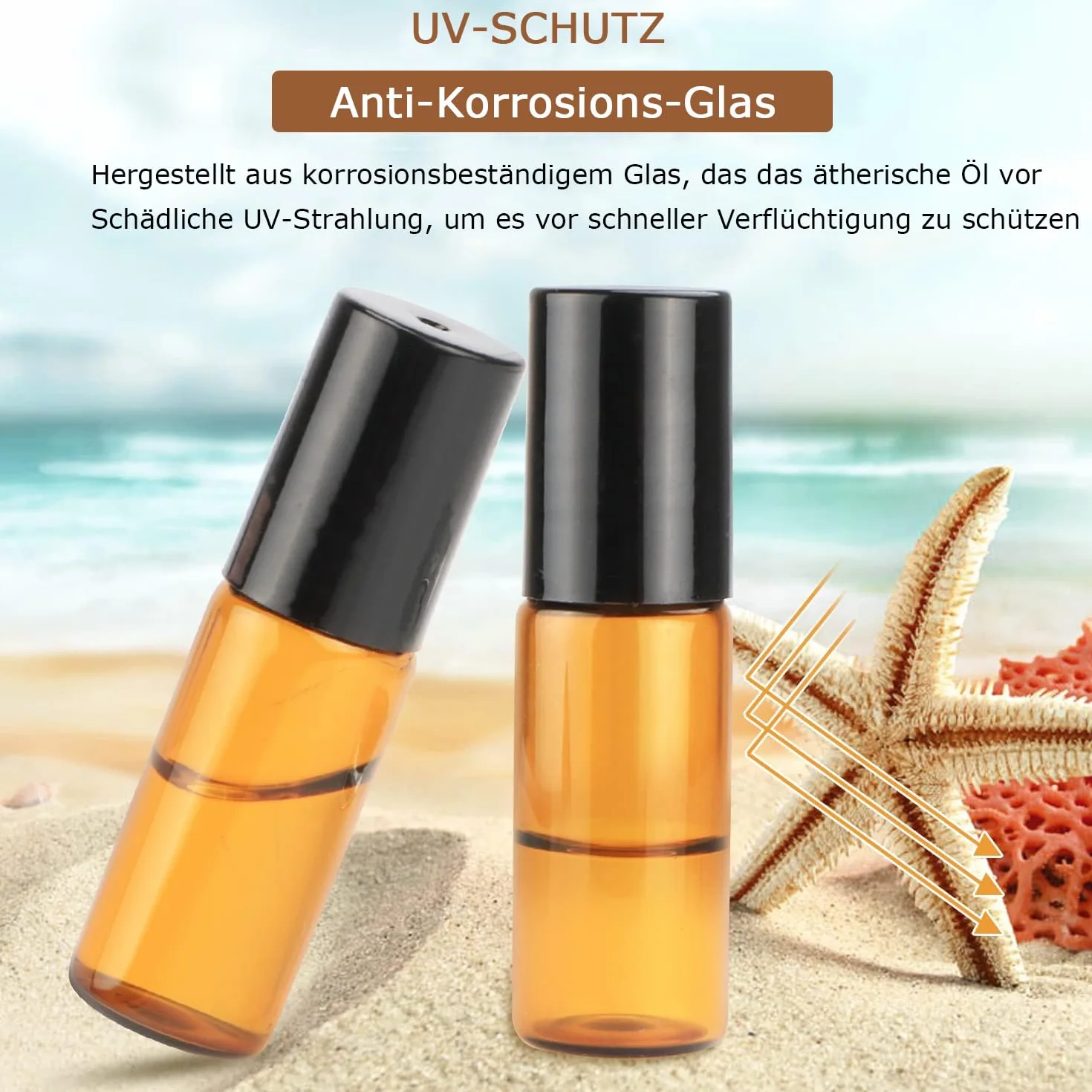 Brązowe szklane butelki Roll-on 5 ml z wałkiem na olejki eteryczne