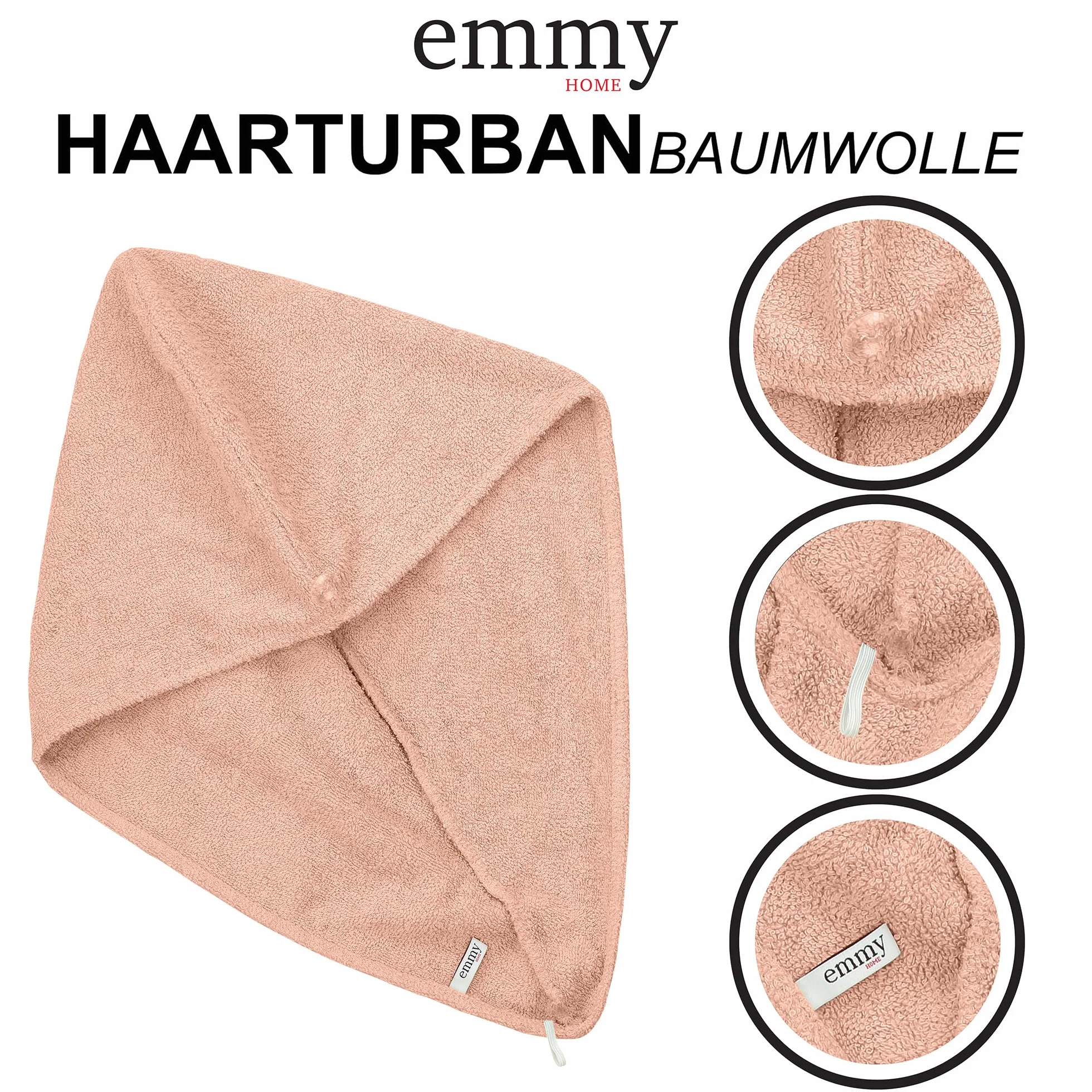 100% bawełna, 2 sztuki, szybkoschnący, turban, ręcznik do włosów z guzikami, różowo-niebieski