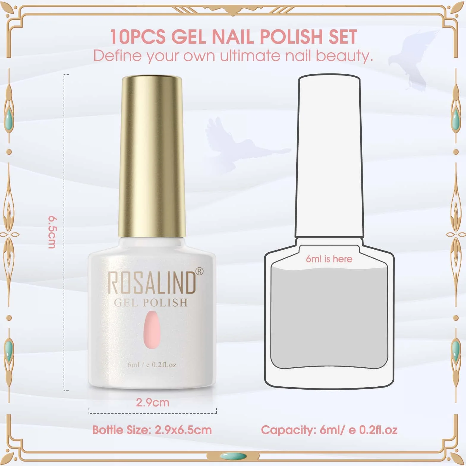 ROSALIND UV lakier do paznokci Jelly 6 kolorów Różowy Jasnoróżowy Kolor skóry Klasyczny przezroczysty żel zestaw