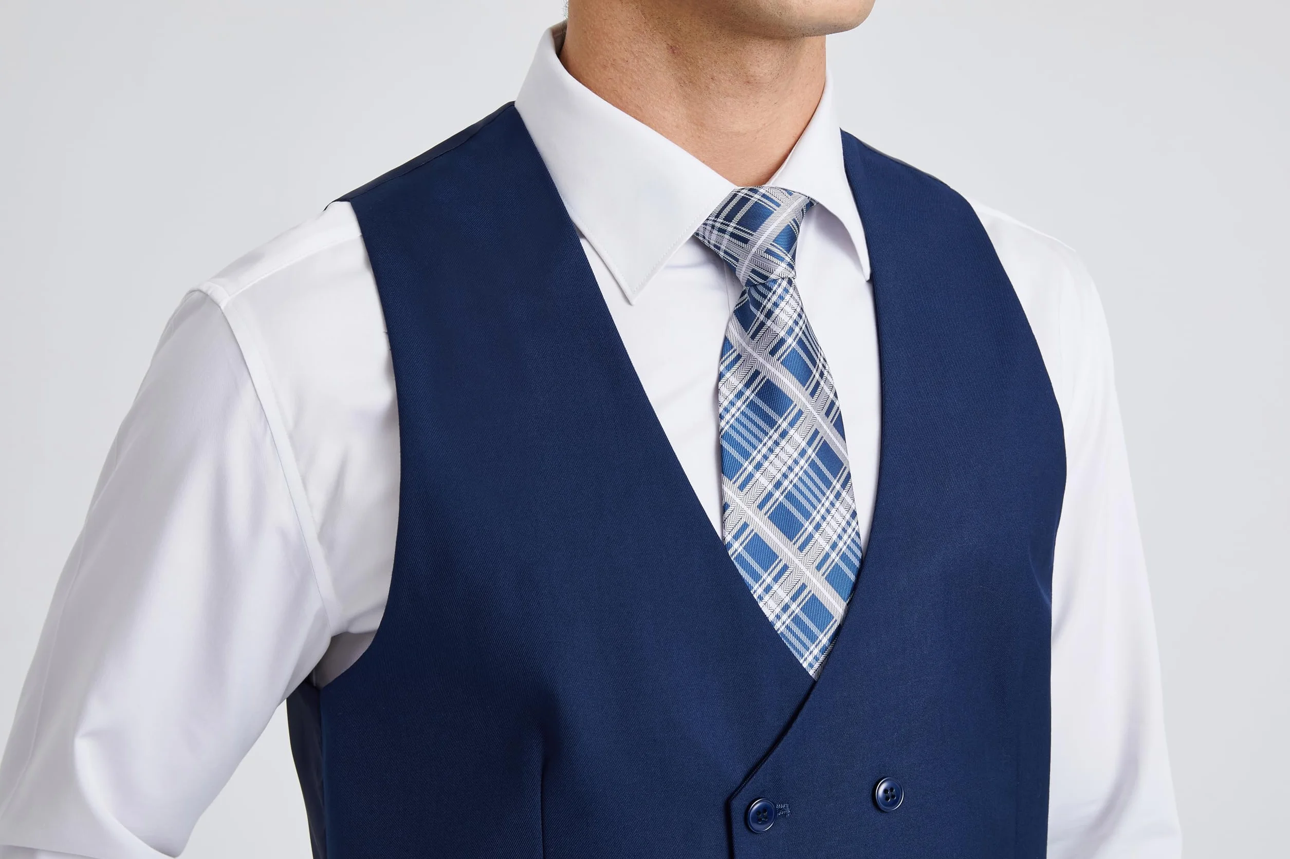 Enlision Męska dwurzędowa kamizelka z dekoltem w serek, slim fit, na co dzień, formalna kamizelka biznesowa